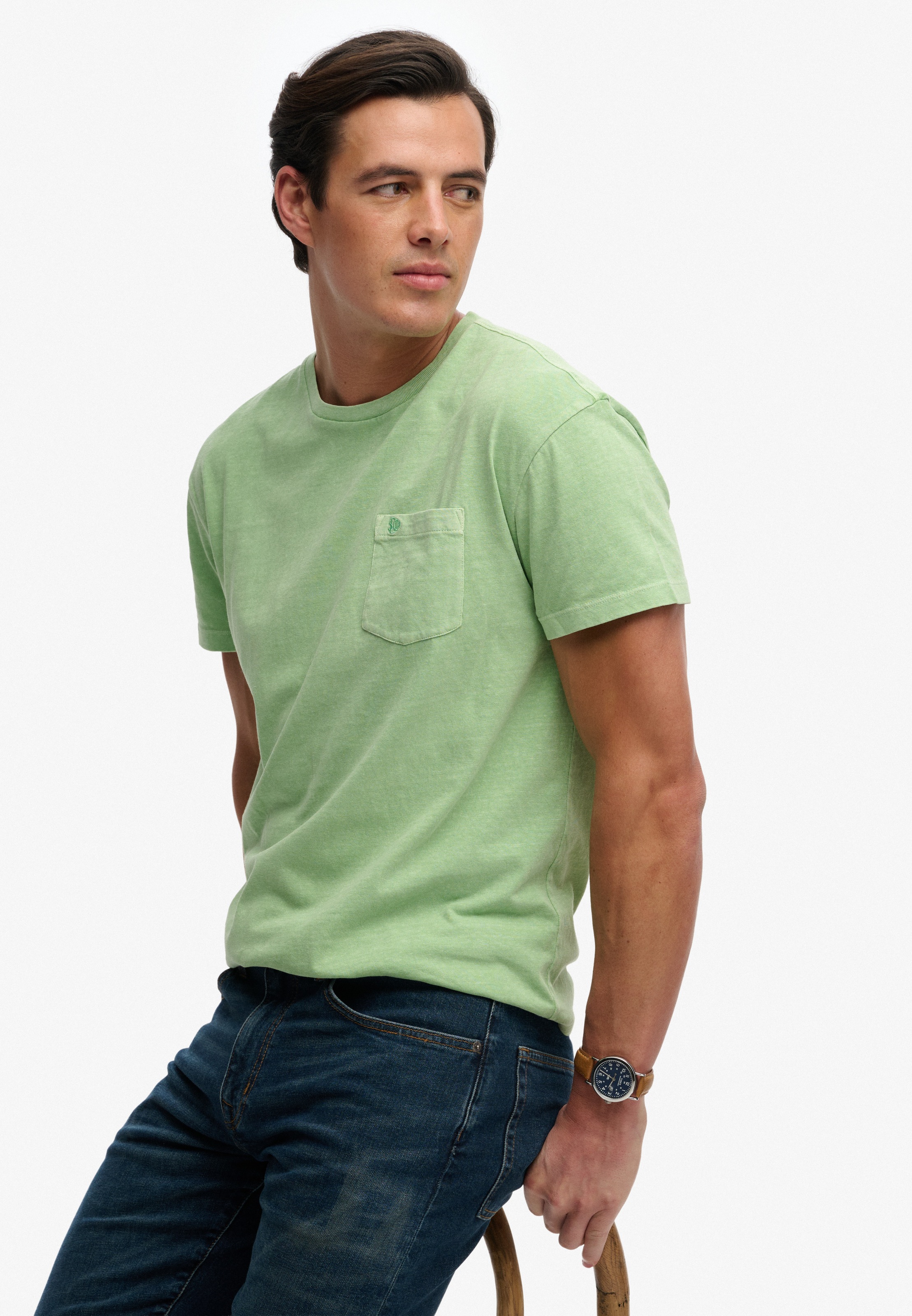 Superdry Rundhalsshirt »COTTON CLASSIC LINEN PKT TEE« aus tollem Baumwoll-Leinen-Mischgewebe