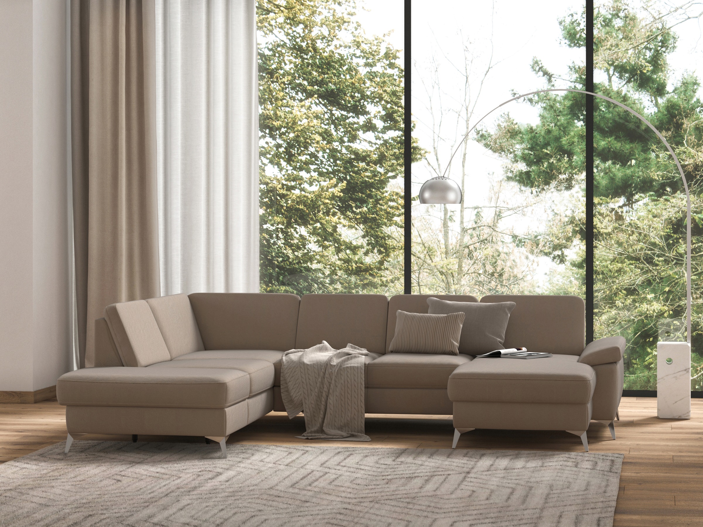 sit&more Wohnlandschaft »Padua U-Form«, inklusive Sitztiefenverstellung, Armteilfunktion und Federkern