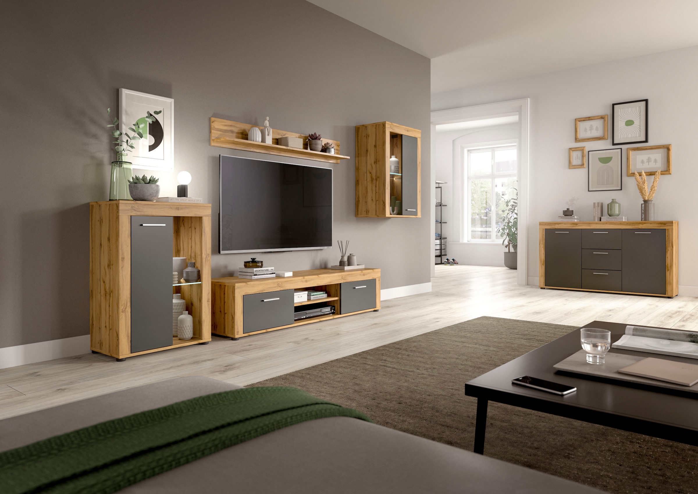 INOSIGN Vitrine »Aosta, Breite 60 cm, stehend oder hängend, in verschiedenen Farben«, Türanschlag wechselbar, 1 Glaseinlegeboden, Hängeeitrine, Standvitrine