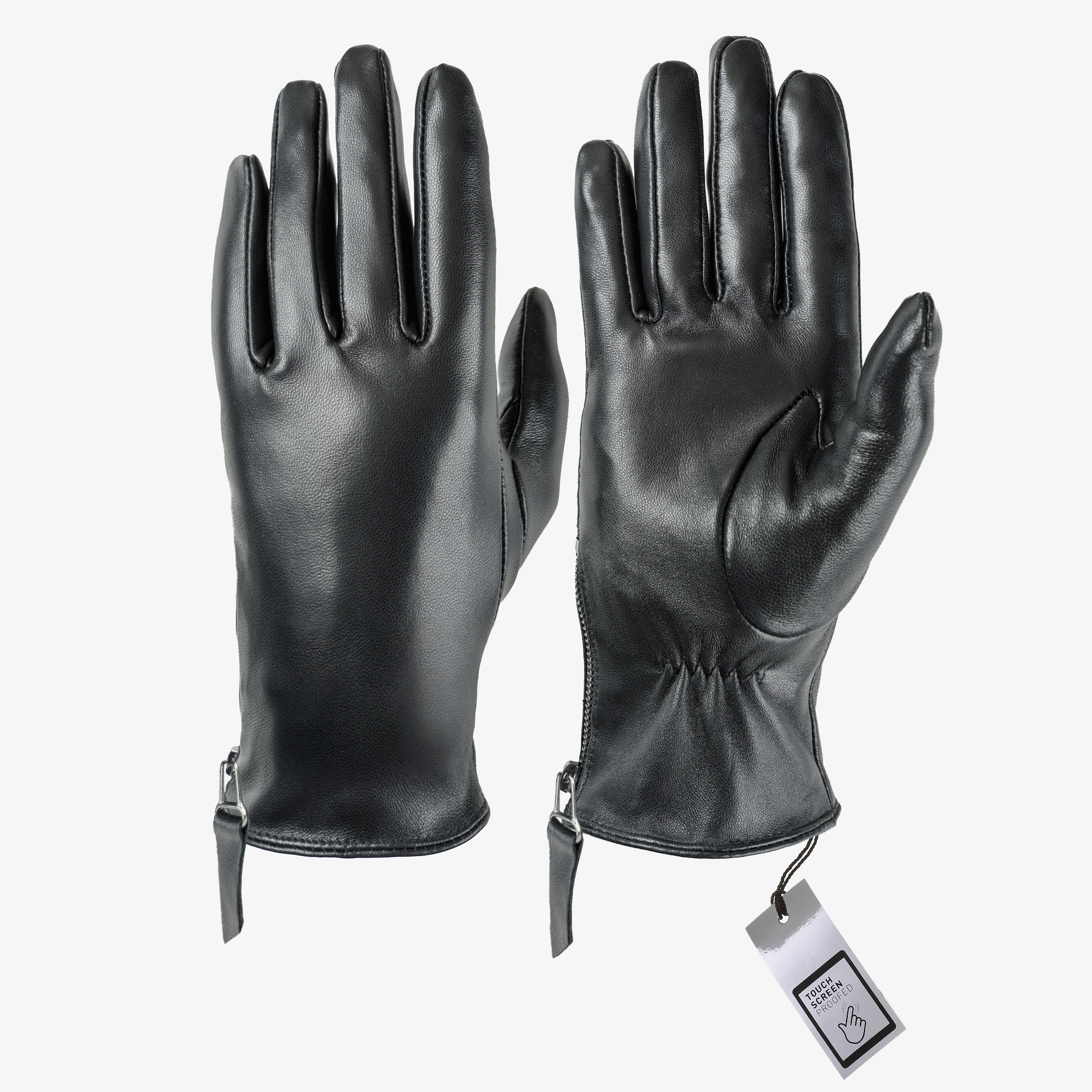 PEARLWOOD Lederhandschuhe »FLORA« seitlicher Reißverschluss mit dekorativen Leder