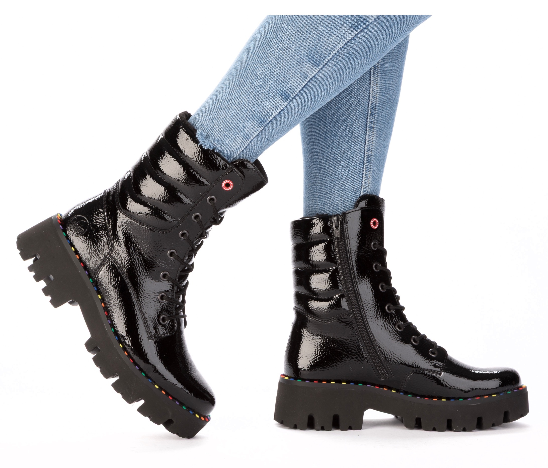 Rieker Winterstiefelette  Plateauboots, Winterboots, Lackstiefelette mit Innen-Reißverschluss