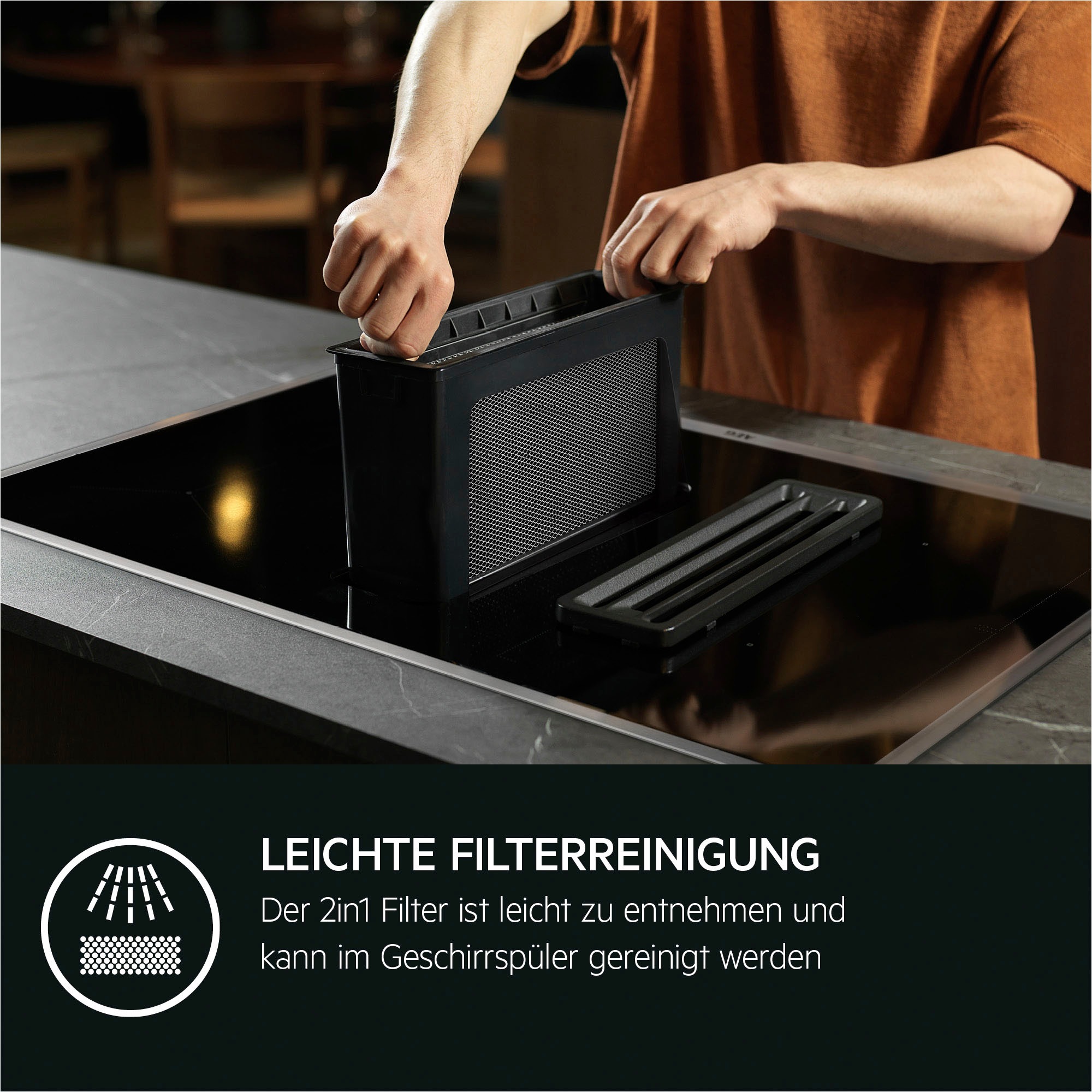 AEG Kochfeld mit Dunstabzug »COLI84COXB«, COLI84COXB, 80 cm, Made in Germany, Bridge-Funktion, Umluft, 2-in-1-Filter