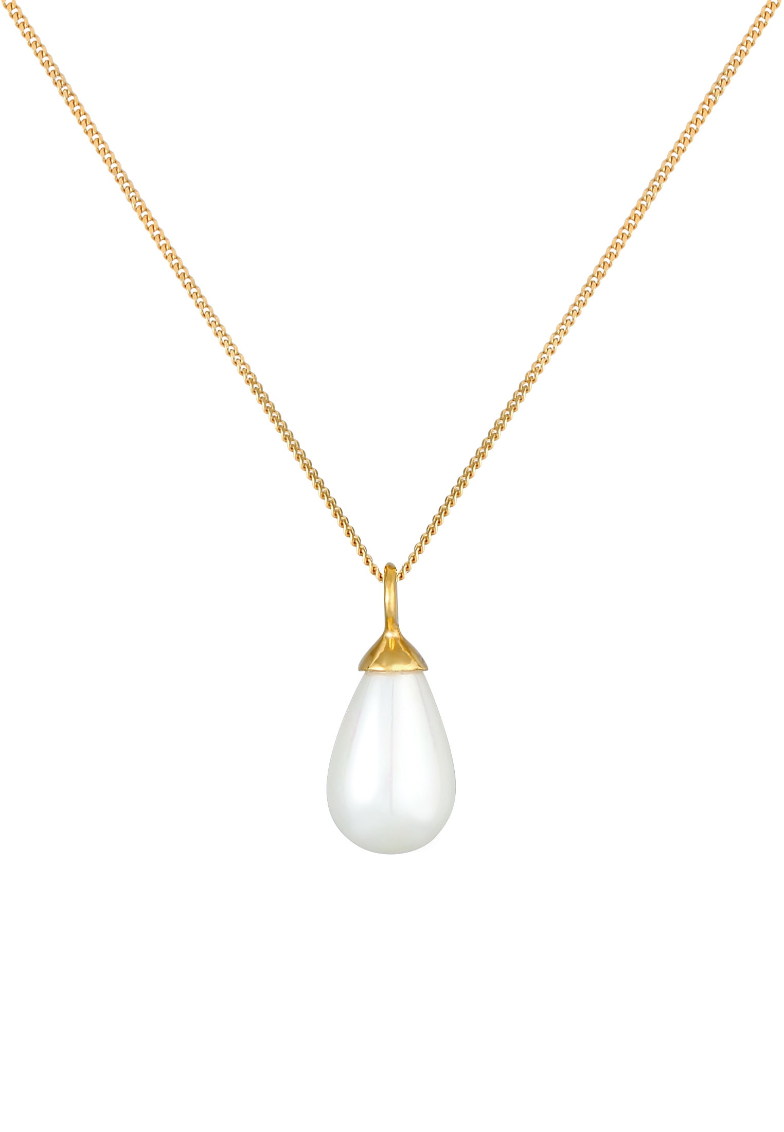 Nenalina Lange Kette »Halskette Anhänger Muschelkernperle Tropfen 925 Silber«