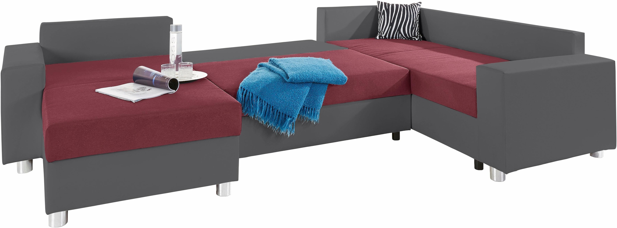 COLLECTION AB Wohnlandschaft »Paris U-Form«, mit Federkern, wahlweise mit Bettfunktion und Bettkasten