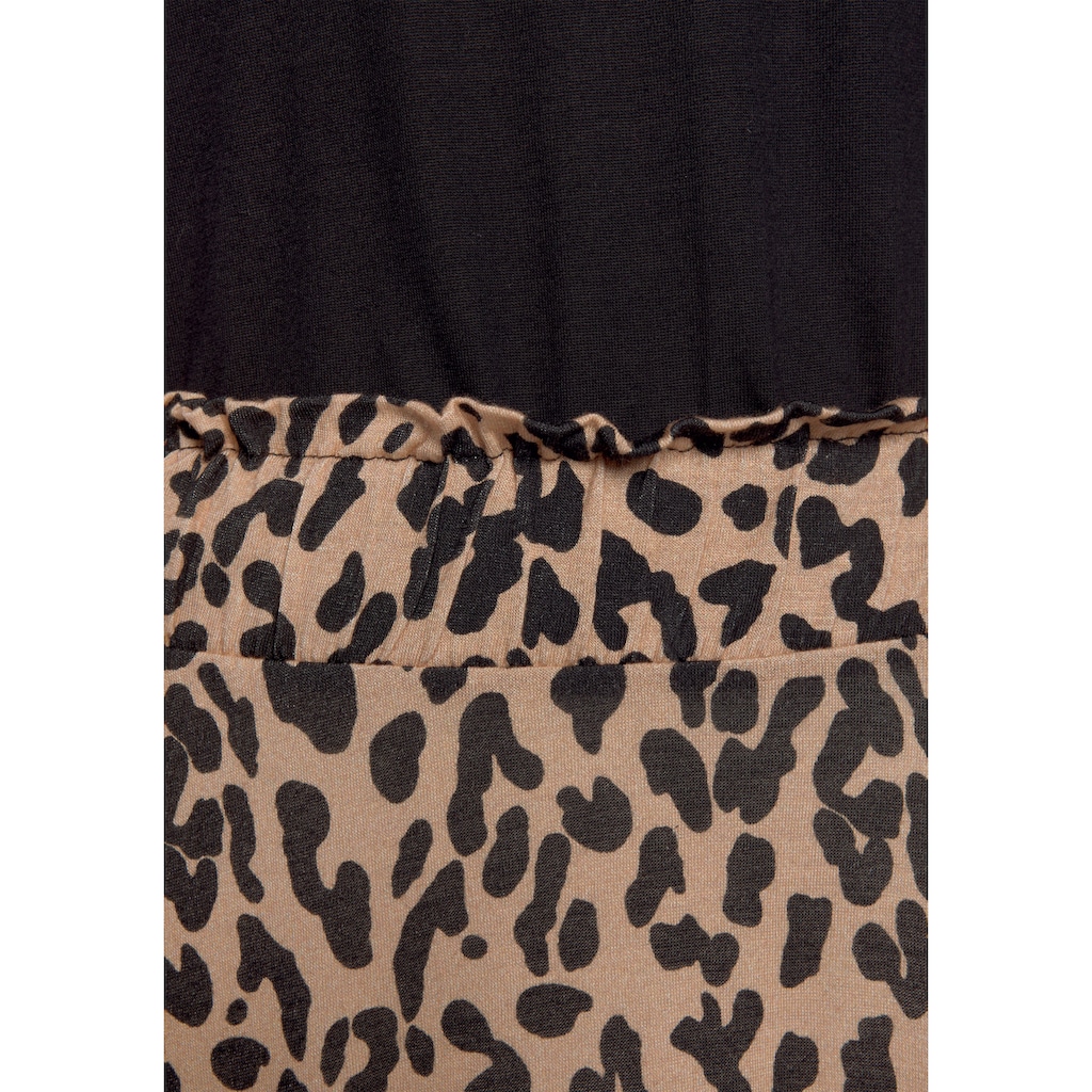 Buffalo Jerseykleid, mit Paperbag-Bund und Animalprint, Leokleid, Sommerkleid