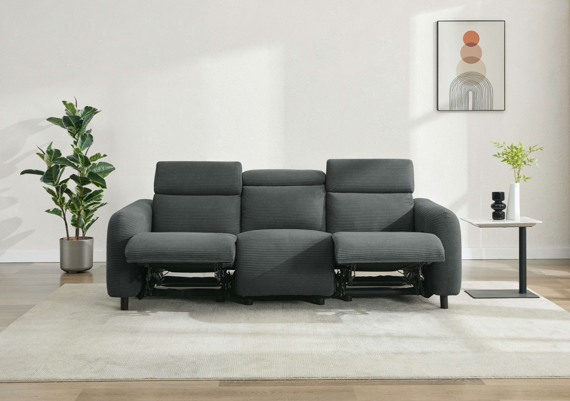Home affaire 3-Sitzer »SKAANE in Cord, Sofa mit manueller u. elektrischer Relaxfunktion«, Relax-Funktion in 2 Sitzen, Kopfteilverstellung, Federkernpolsterung