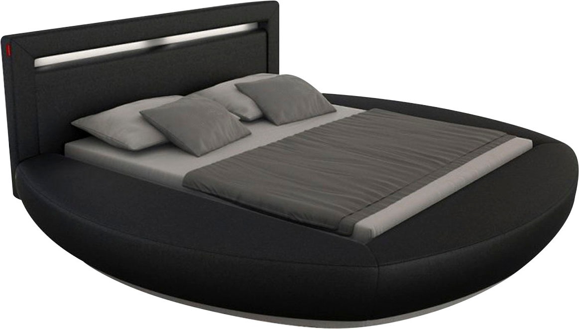 SalesFever Rundbett »Komfortables Polsterbett« Rundbett in Kunstleder: Design trifft LED-Kopfteilbeleuchtung