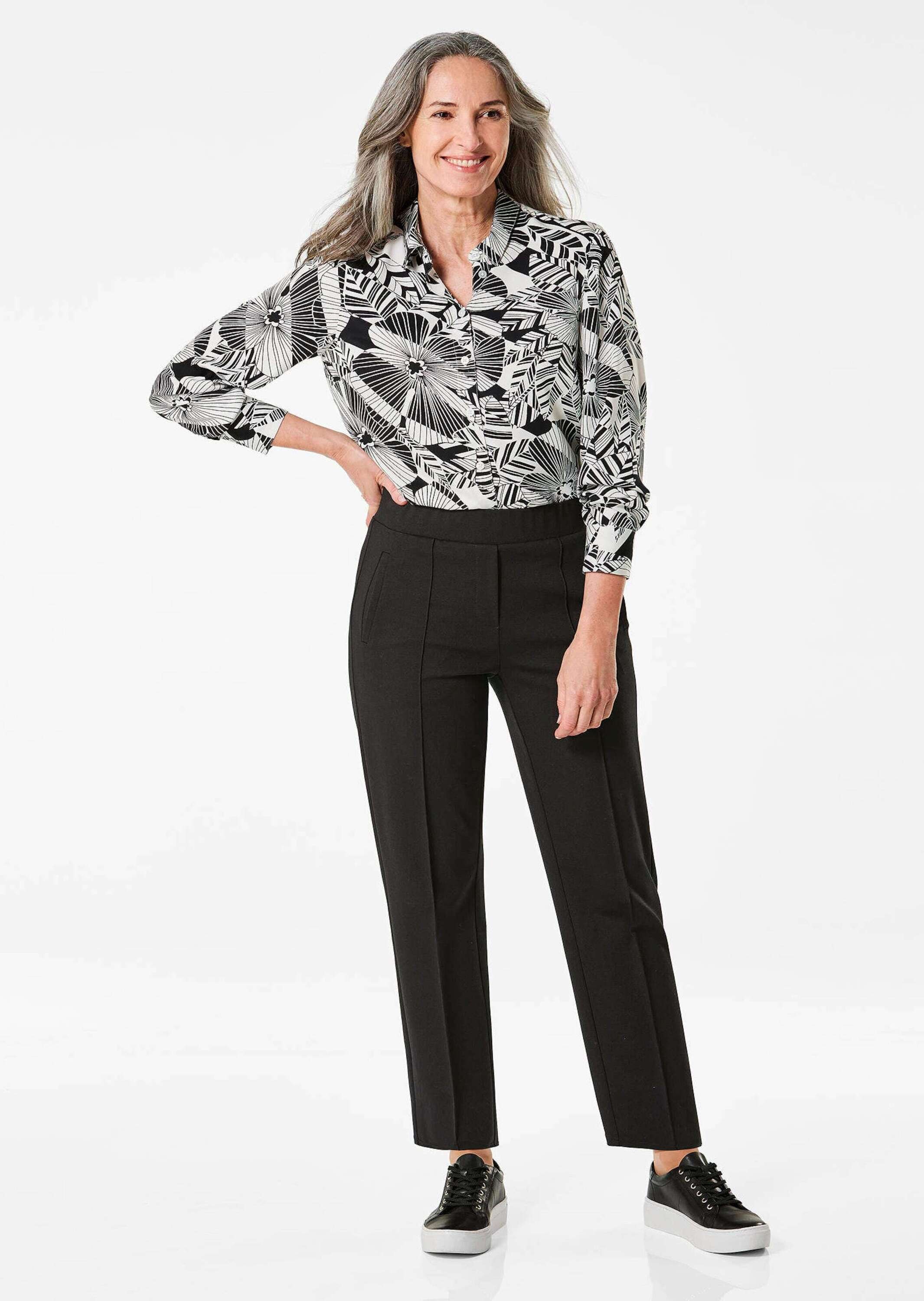 GOLDNER Chinohose »Kurzgröße Elegante Jerseyhose mit Biese«  Reißverschluss-Optik vorne