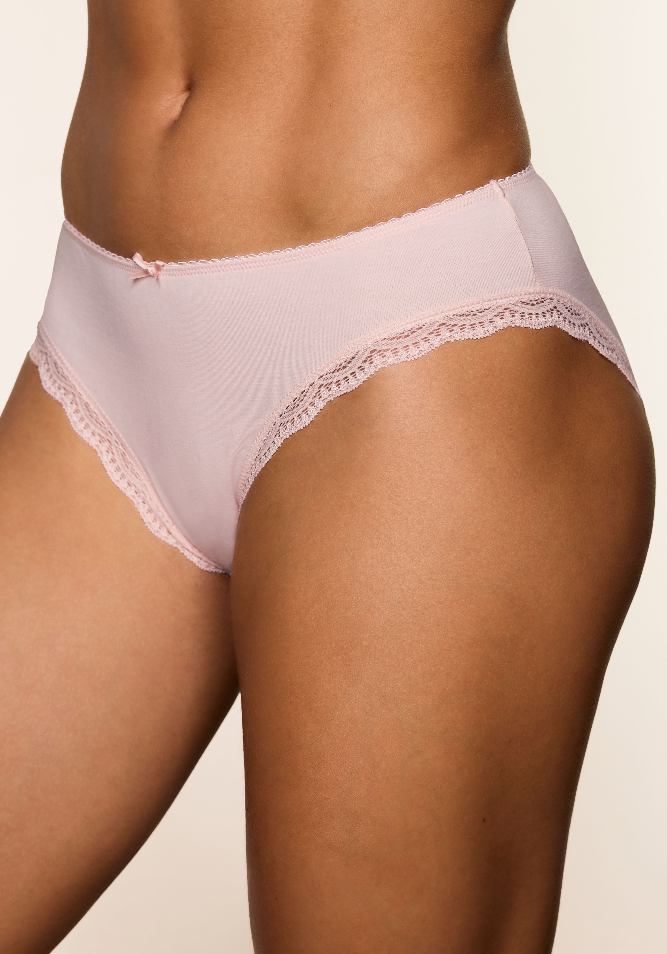 LASCANA Jazz-Pants Slips 5er-Pack,  aus elastischer Baumwolle mit zarter Spitze, mit Aufbewahrungsbox