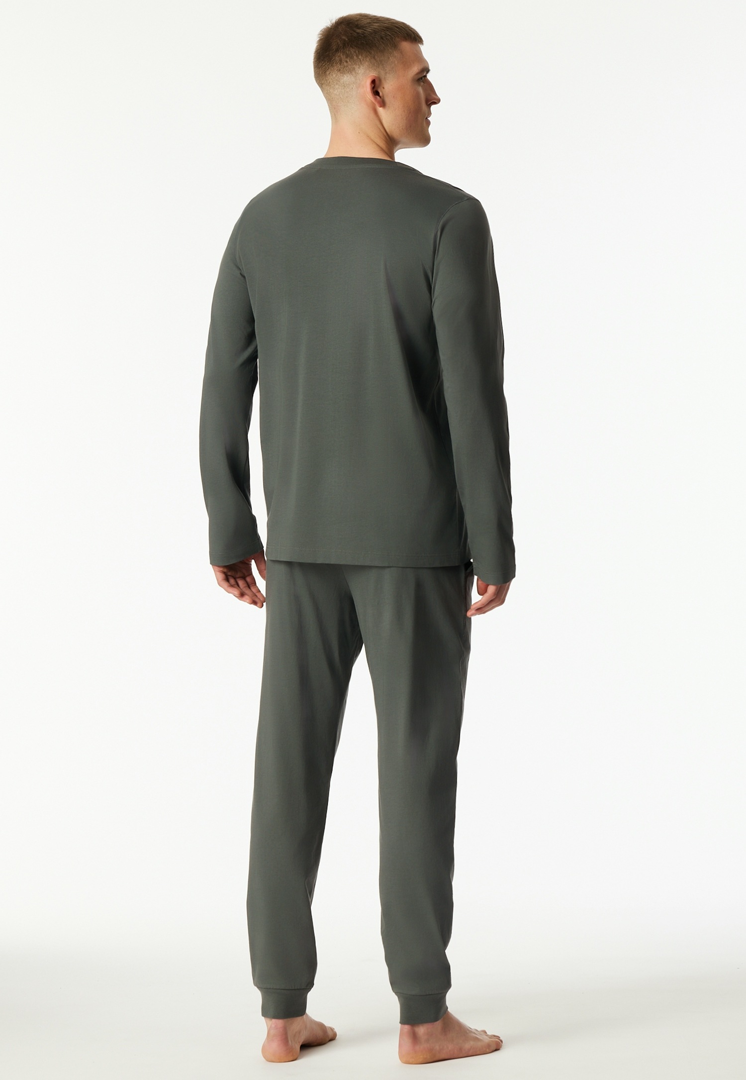 Schiesser Schlafanzug »Modern Nightwear« 2 tlg. seitliche Taschen, Brusttasche, Langarm, Baumwolle, Single Jersey