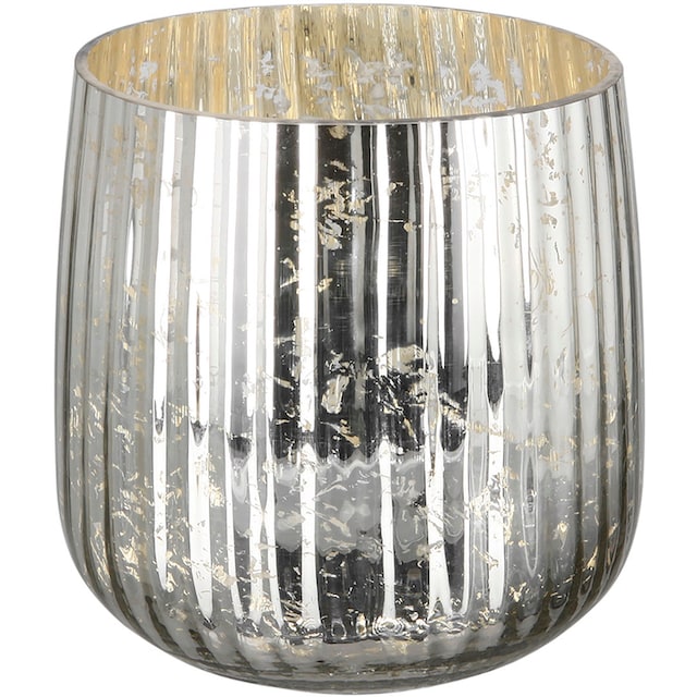 Fink Windlicht »DARCY«, (1 St.), Kerzenhalter aus Glas, mit Rillen, Höhe ca.  18 cm x Ø 18 cm online kaufen | mit 3 Jahren XXL Garantie