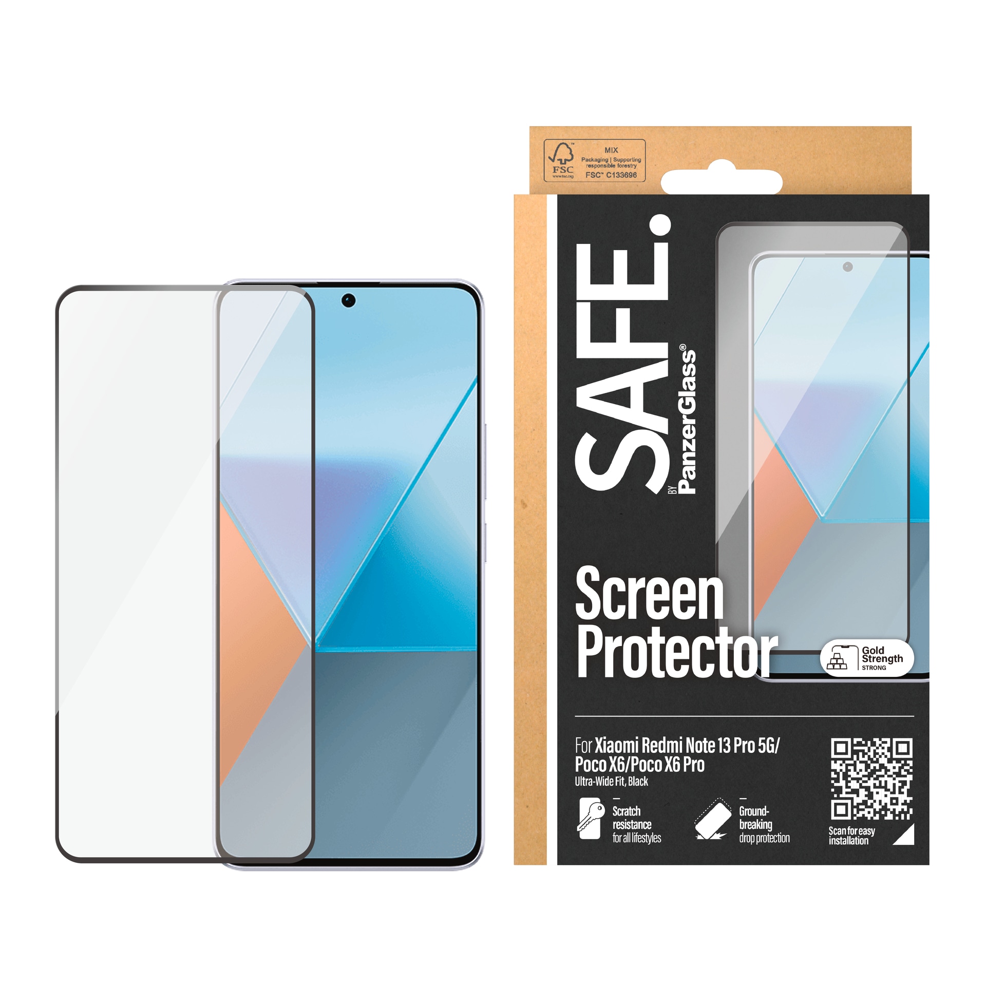 Displayschutzglas »Ultra-Wide Fit Screen Protector«, für Xiaomi Redmi Note 13 Pro 5G,...