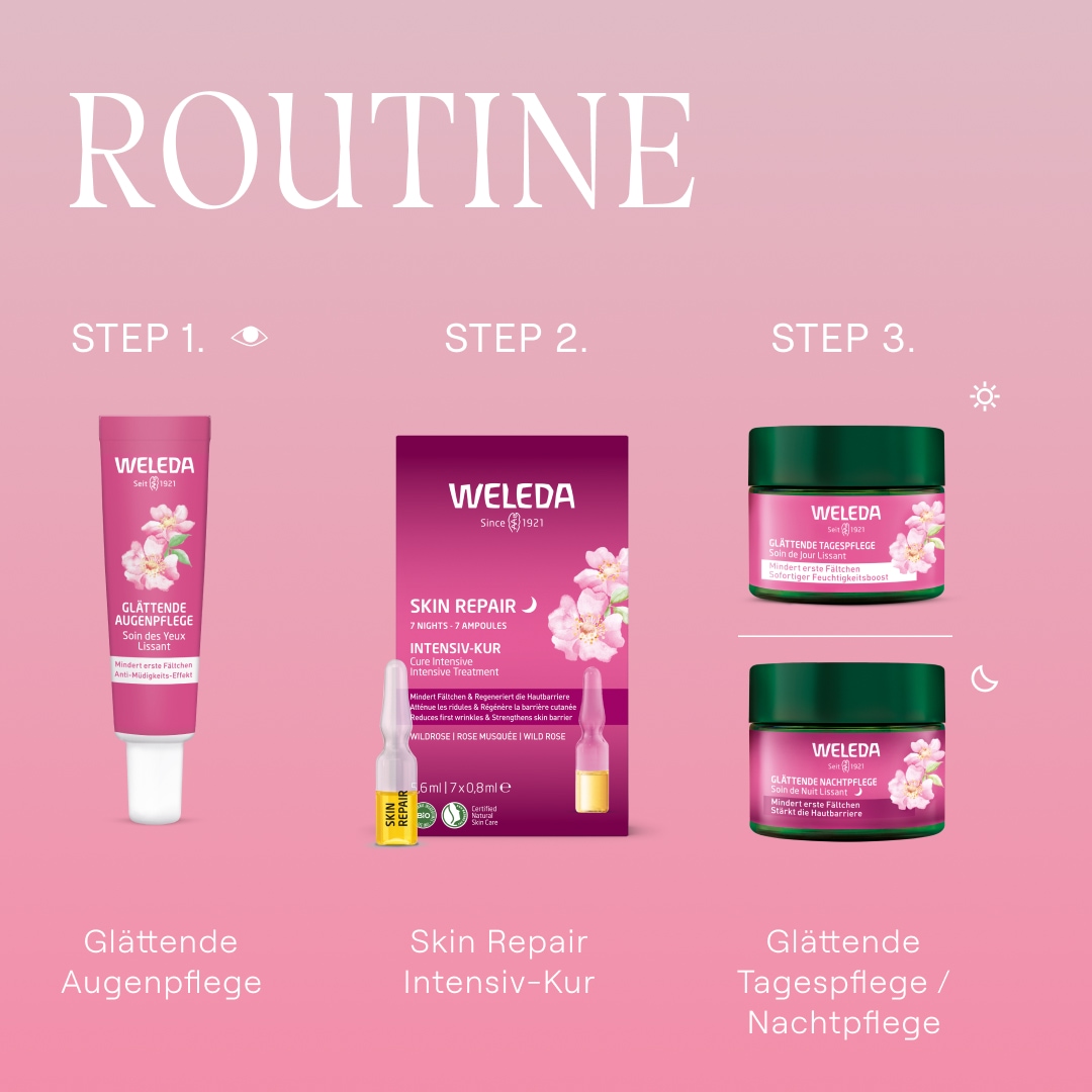 WELEDA Gesichtspflege »Weleda Glättende Nachtpflege Wildrose & Weisser Tee« stärkt die Hautbarriere, mindert erste Fältchen