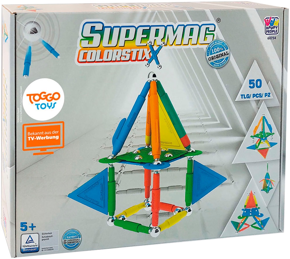 Happy People Magnetspielbausteine »Supermag Color Stix«, (Packung, 50 St.), Made in Europe