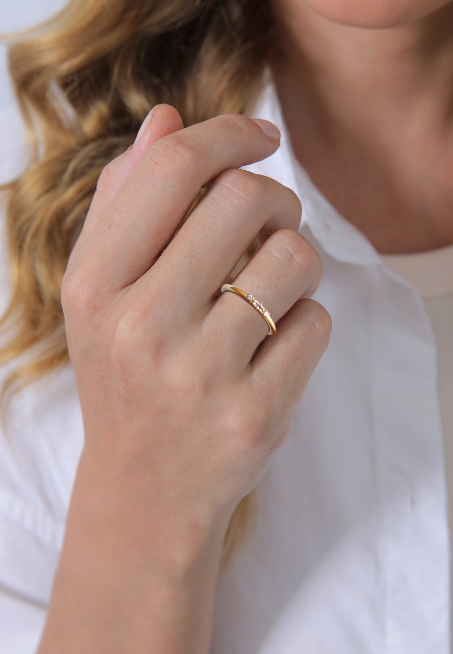 Elli DIAMONDS Silberring »Ring Verlobungsring Diamant (0.03 ct.) Rechteck 925 Silber«