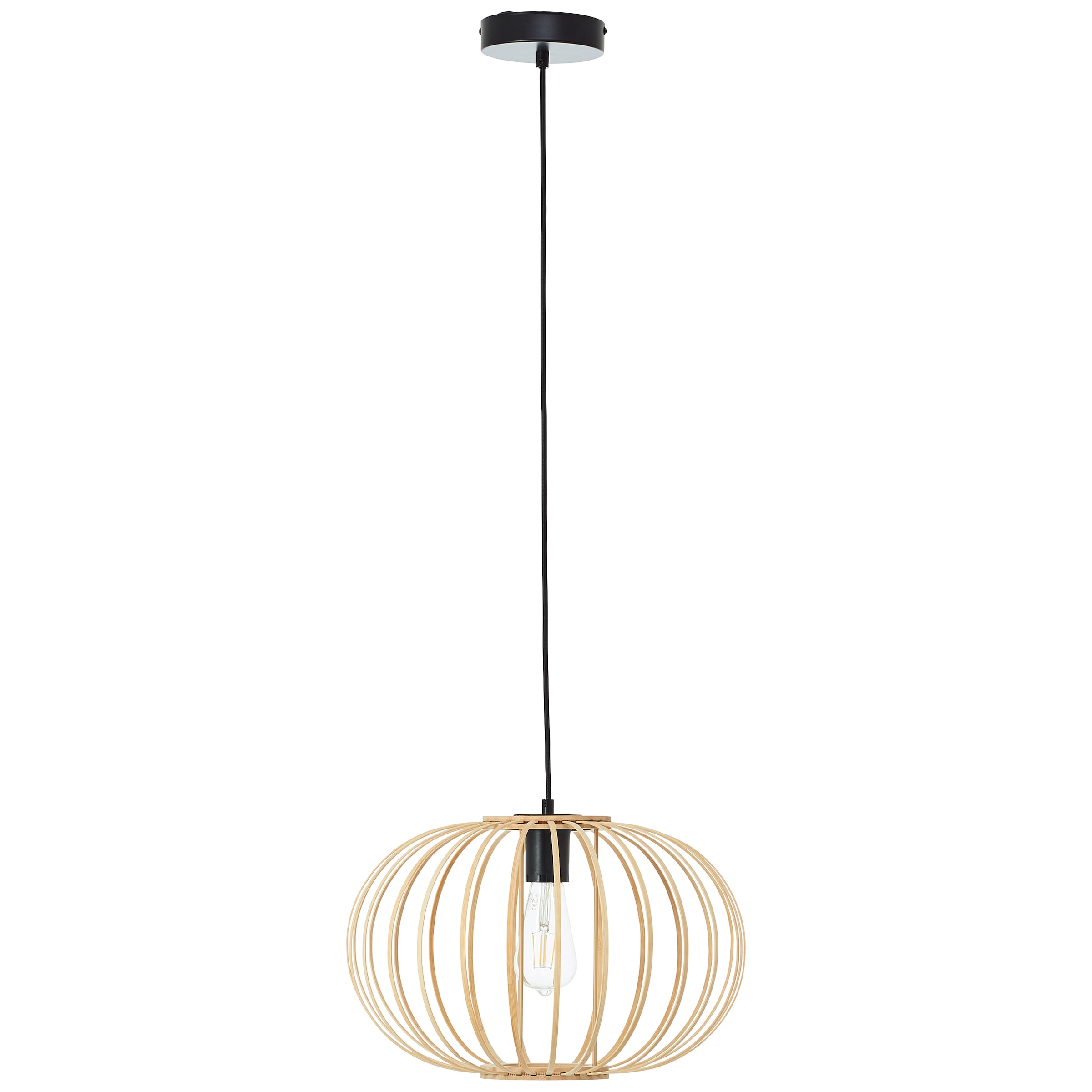 Brilliant Pendelleuchte »Enca«, 1 flammig, Leuchtmittel E27 | ohne Leuchtmittel, 120 x 40 cm, E27, kürzbar, Bambus/Metall, natur/schwarz