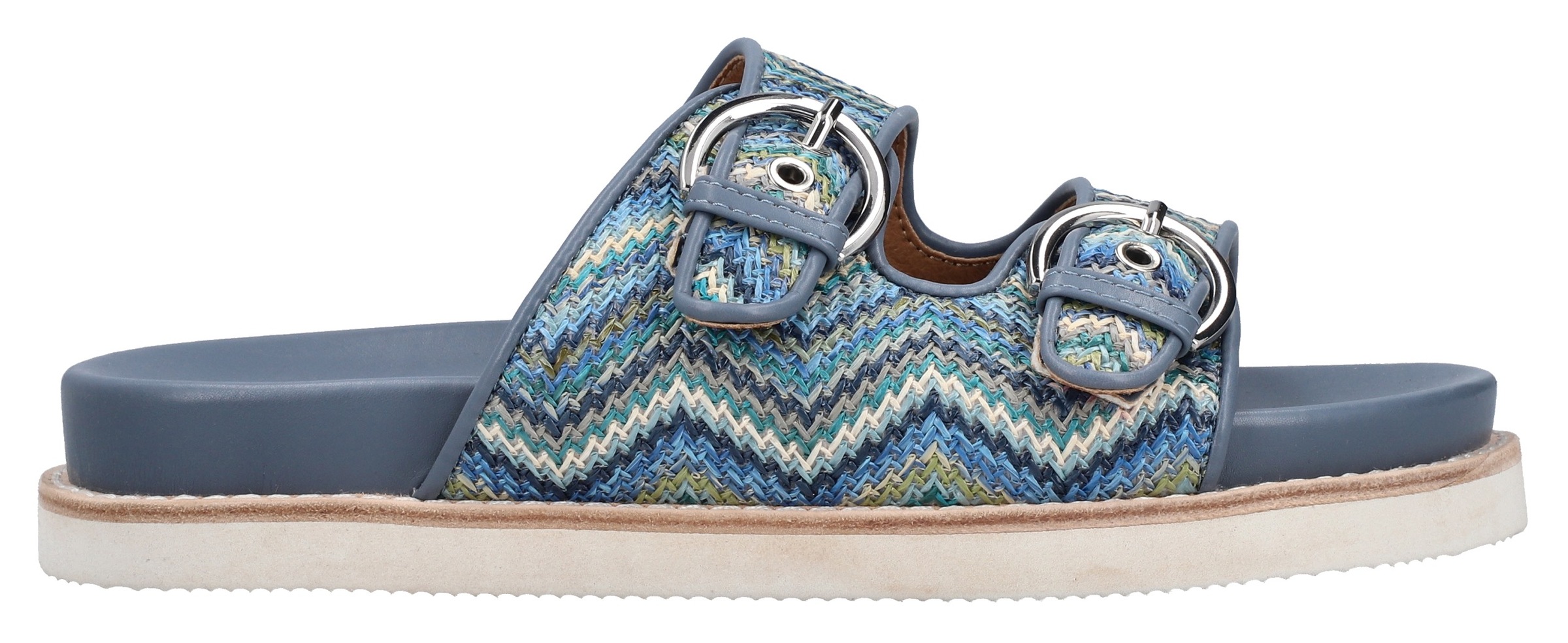 Rieker Pantolette, Sommerschuh, Strandschuh, Urlaubsschuh, Schlappen in Flecht-Optik