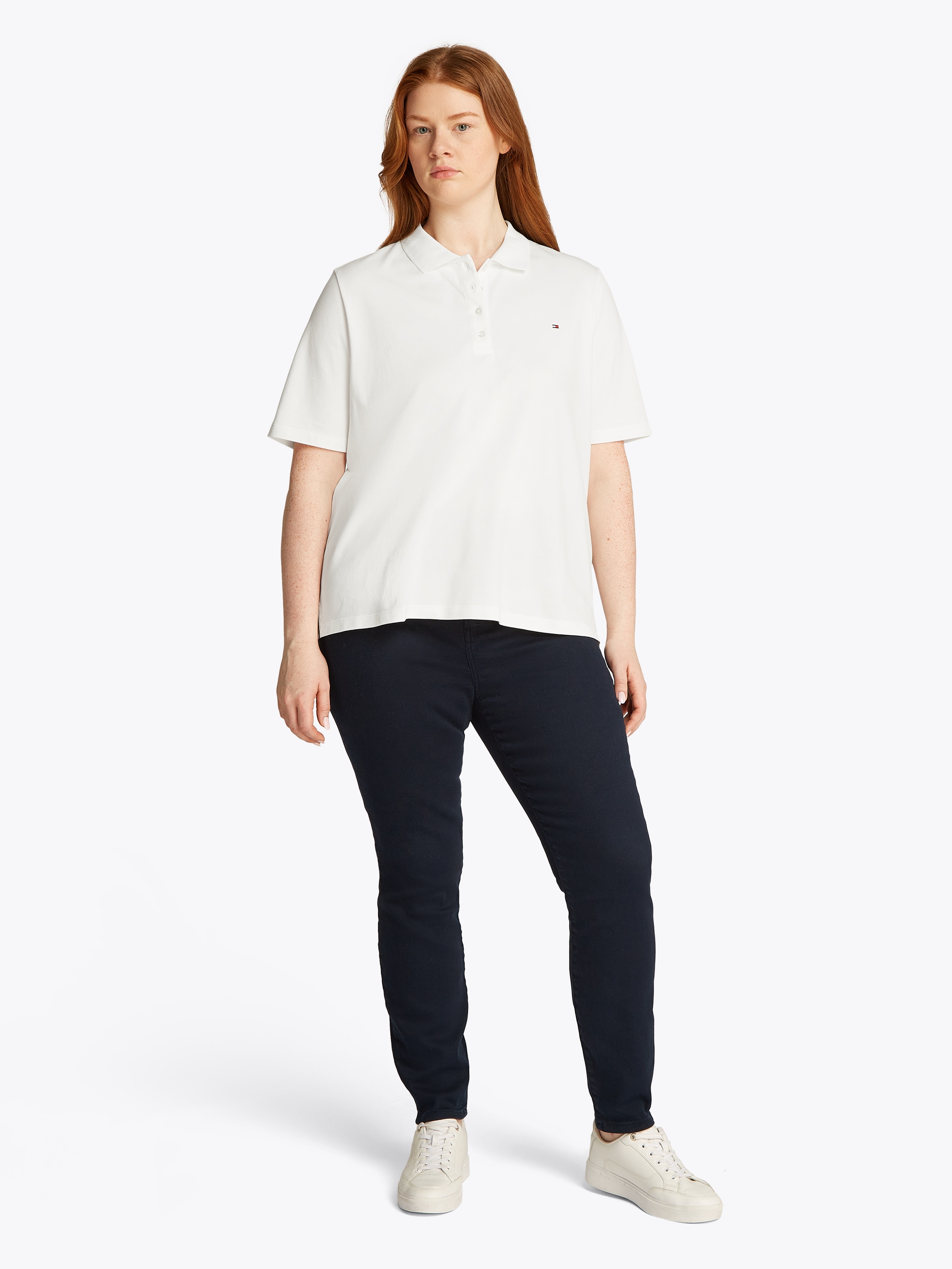 Tommy Hilfiger Curve Poloshirt »CRV 1985 REG PIQUE POLO SS« in großen Größen, Piqué-Qualität