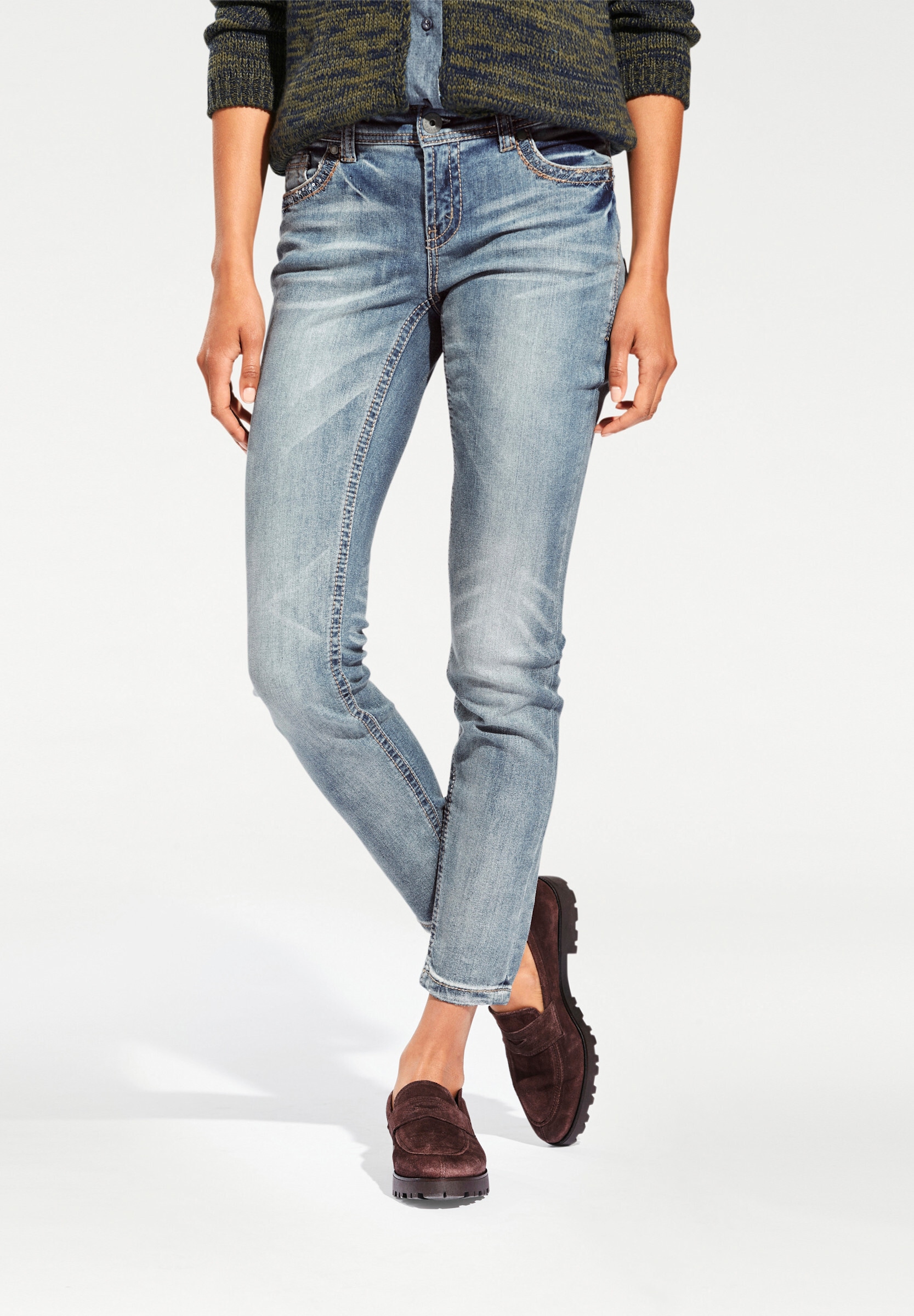 heine Röhrenjeans »Bauchweg-Jeans Röhrenjeans mit Stickerei«