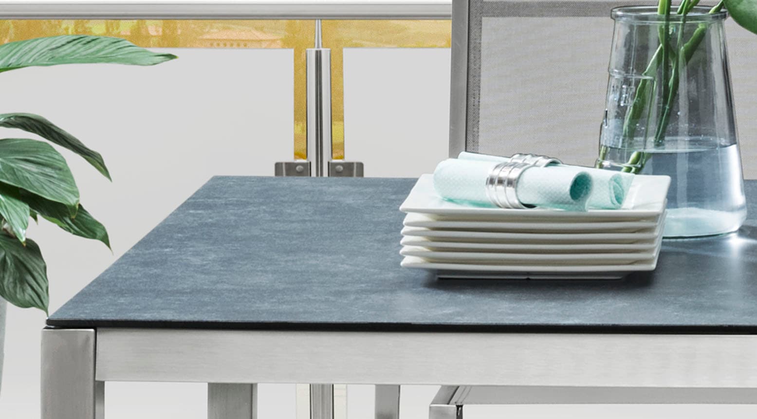 Destiny Garten-Essgruppe »MACAO SAO PAULO«, (5 tlg., 4x Sessel, 1x Tisch), Edelstahl, Textilene, Polywood
