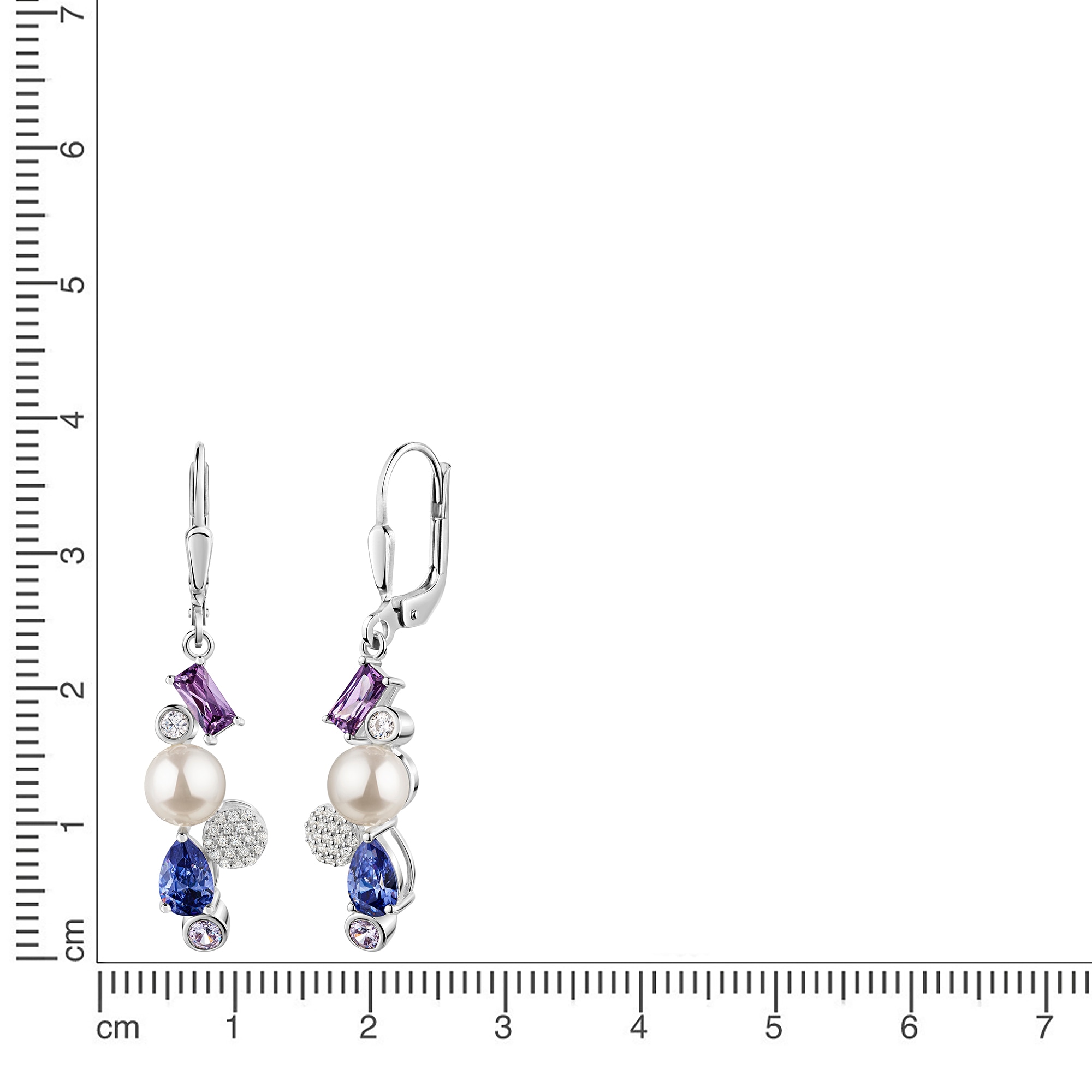 Firetti Paar Ohrhänger »Schmuck Geschenk Silber 925 Ohrringe Baguette Kreis Tropfen« mit Zirkonia (synth.) - mit Süßwasserzuchtperle