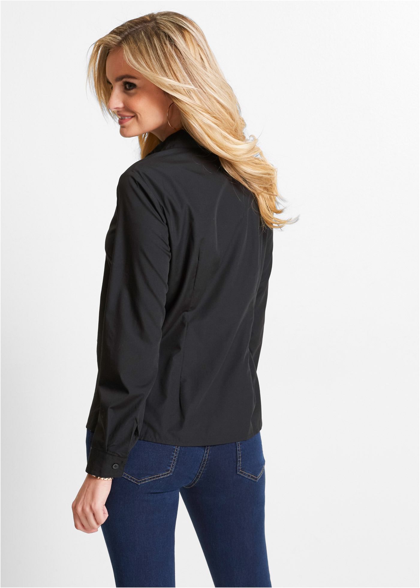 bonprix Langarmbluse »Bluse« lockere Passform, für eleganten Auftritt, aus Baumwollmischung