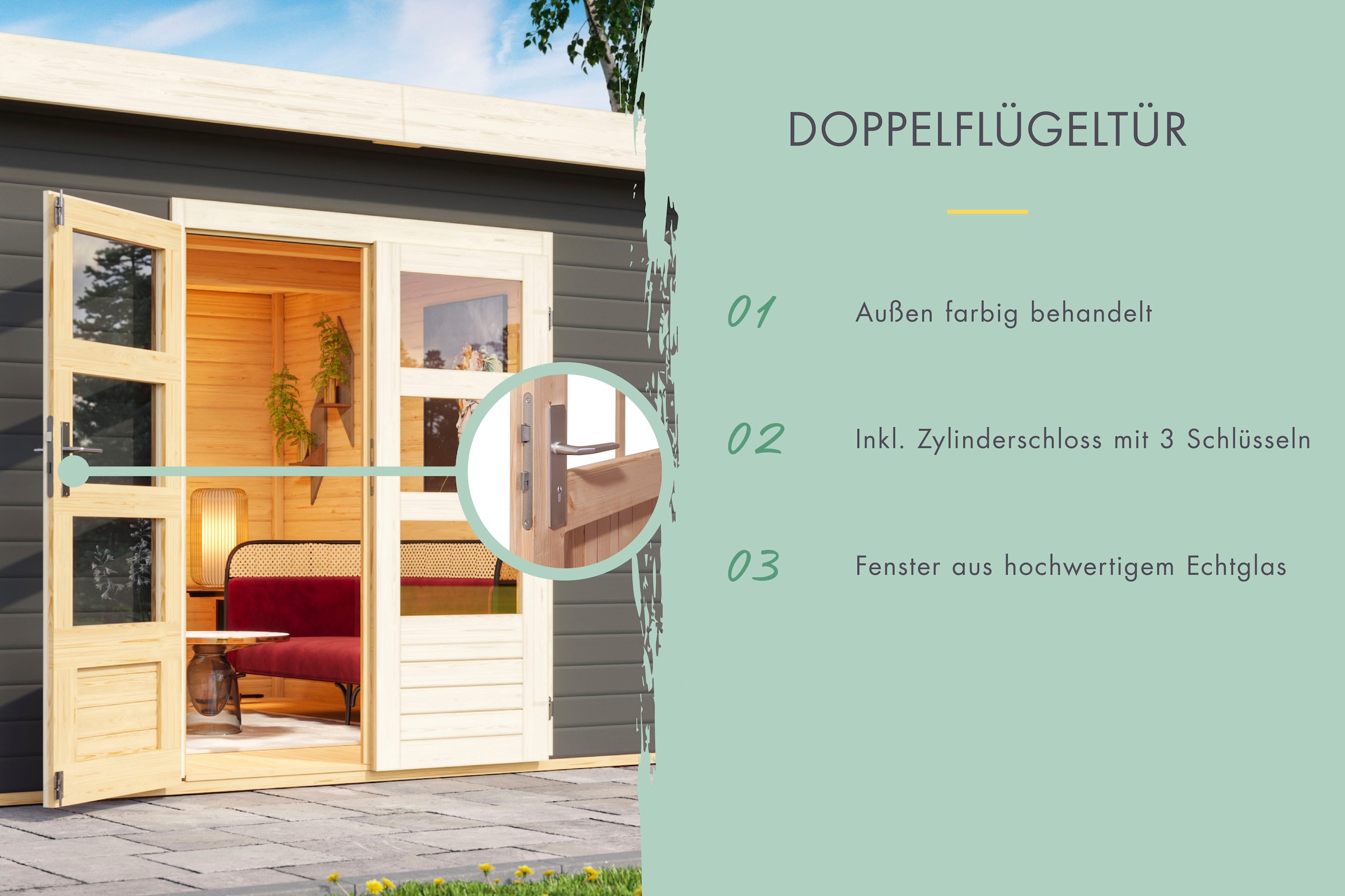 Karibu Gartenhaus »"Tarmstedt 6" terragrau« aus hochwertiger nordischer Fichte
