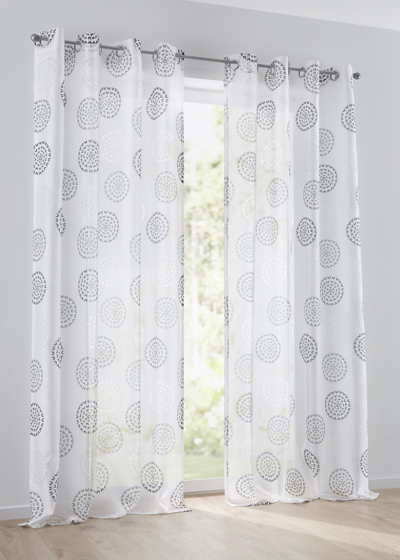 Kutti Vorhang »Bella«, (1 Gardine, Ausbrenner, Baumwolle-Polyester St.), halbtransparent, bedruckt