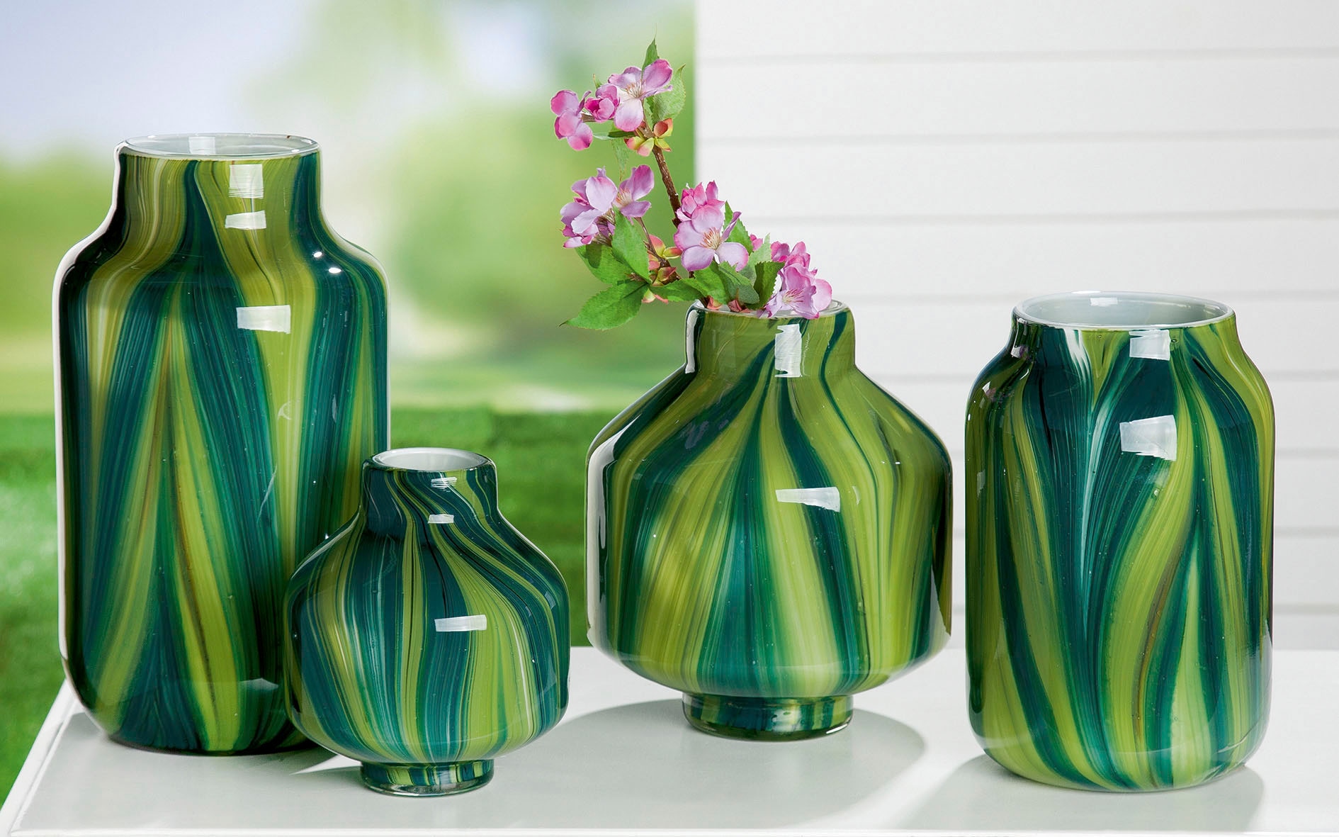 ca. Höhe Glas, Blumenvase cm«, (1 aus Raten Tischvase auf kaufen GILDE »Verdo, 16 St.), dekorative Vase