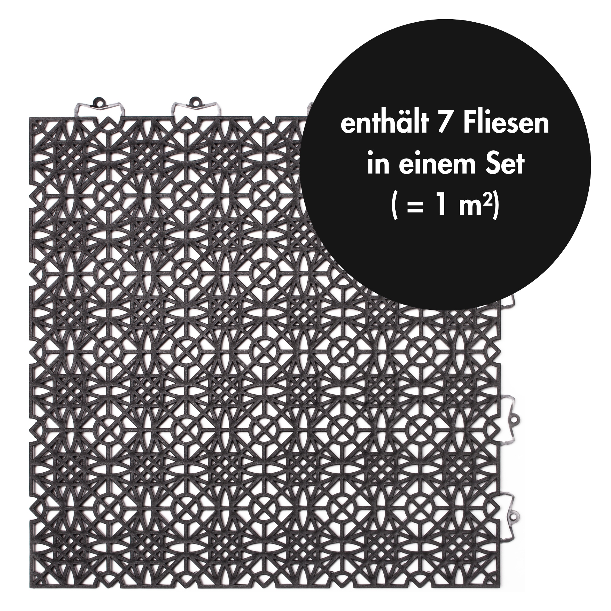 Andiamo Kunststoff-Fliesen »Terra Sol, Terrassenfliesen, wetterfest, Made in Switzerland« Set, erhältlich mit 7 Stück (1 qm), 14 Stück (2 qm) oder 35 Stück (5 qm), 7 Stk. tlg. Klickfliesen, 38x38 cm, Balkon Bodenbelag, UV-beständig