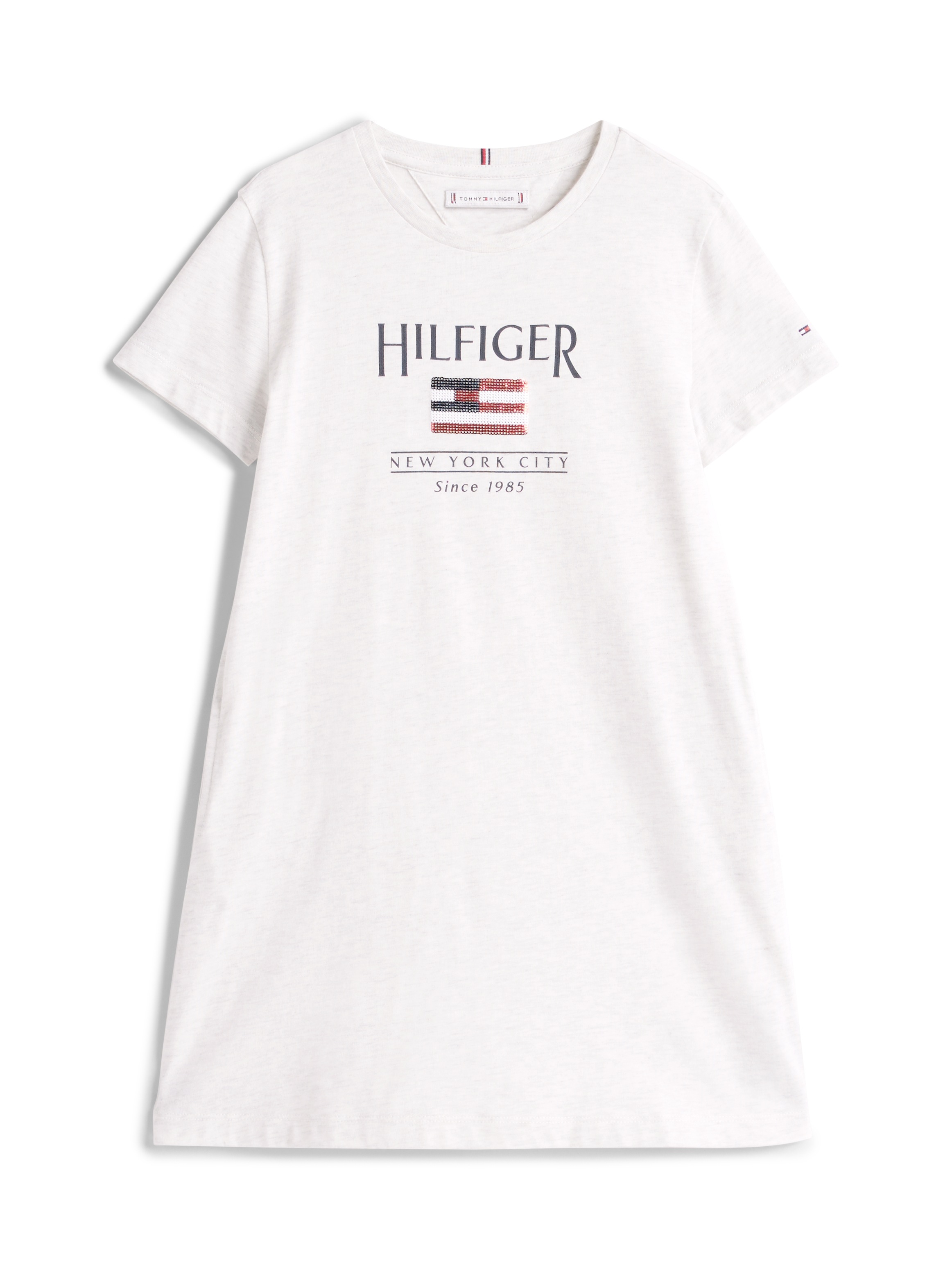 Tommy Hilfiger Shirtkleid »HILFIGER SEQUINS FLAG TEE DRESS«, mit Pailetten, mit Logo-Flag