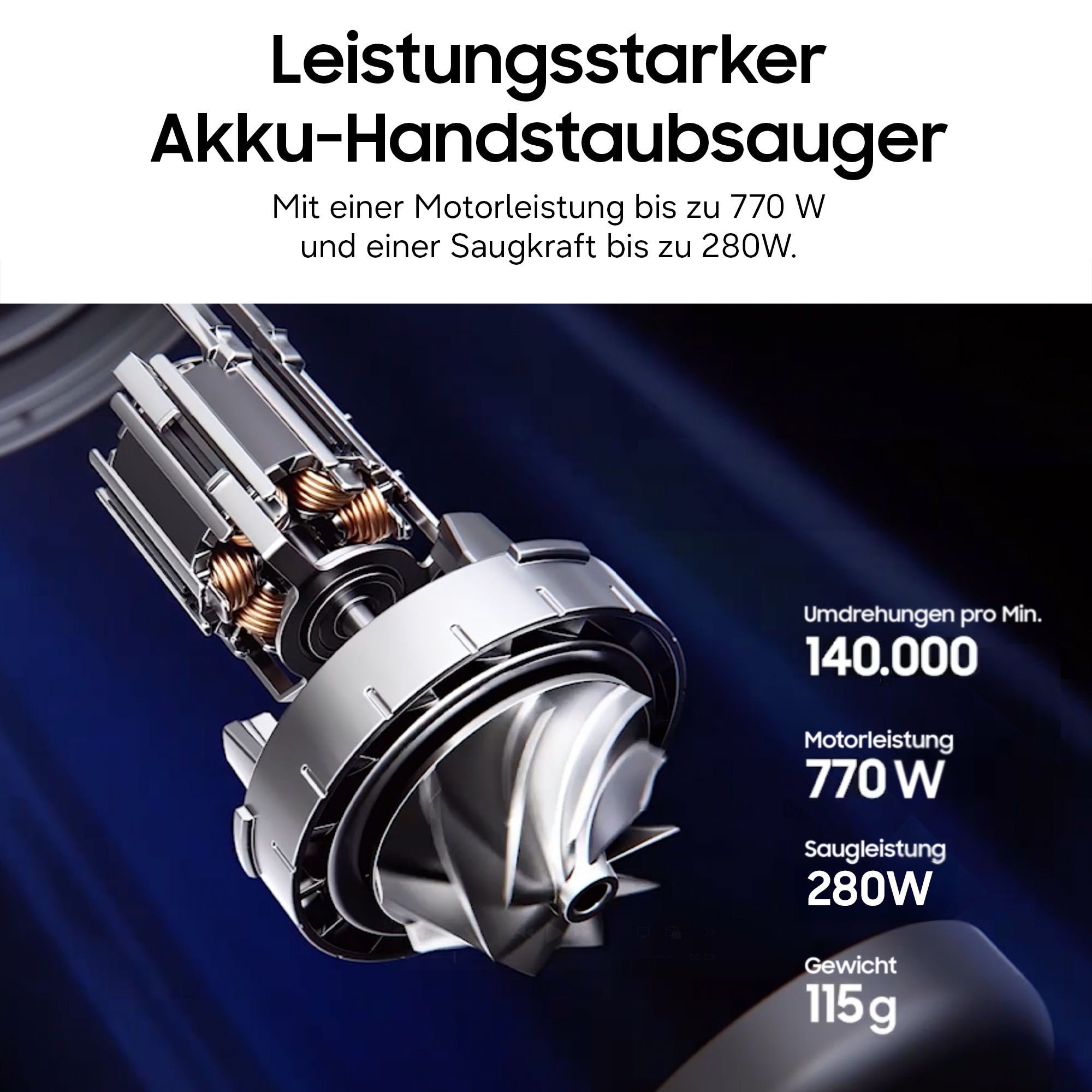 Samsung Akku-Handstaubsauger »VS70H25XHT/WD, Jet 85S Wet&Clean« beutellos, 770 W, beutellos, Ersatzakku separat erhältlich