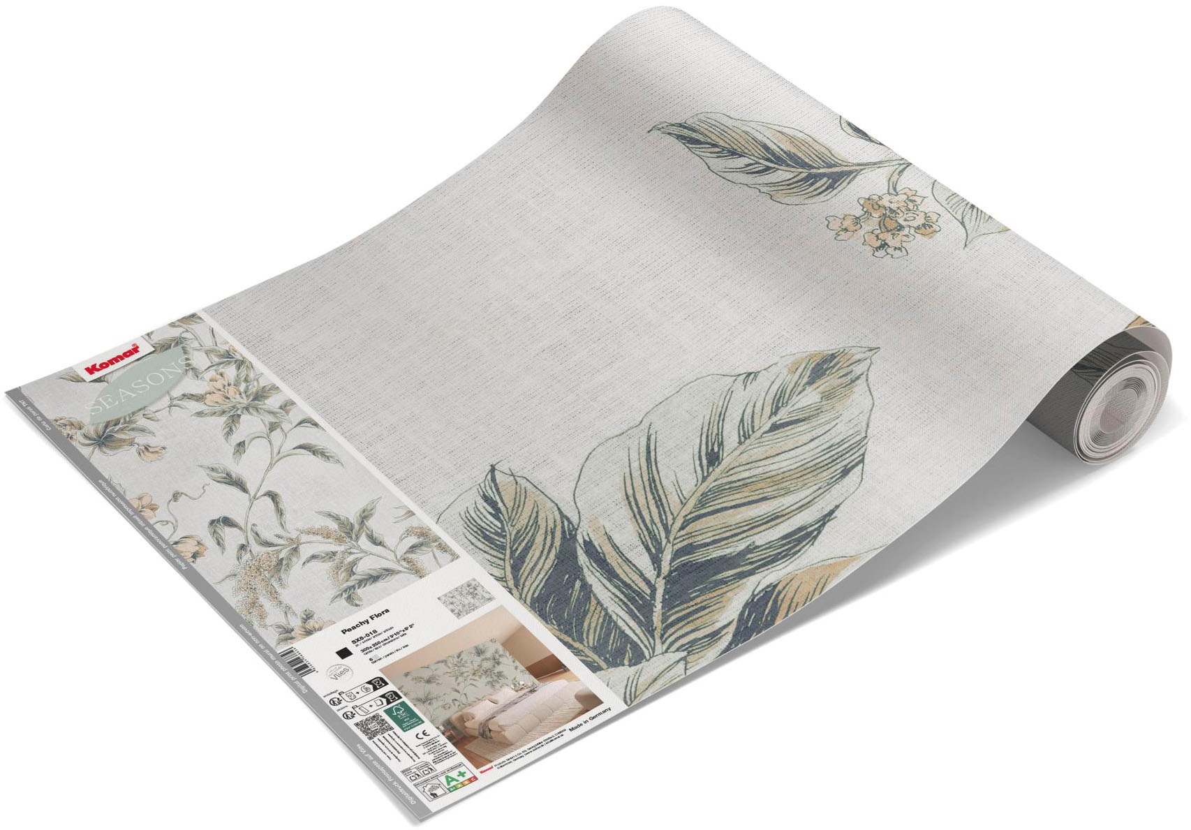 Komar Fototapete »Vlies Fototapete - Peachy Flora - Größe 300 x 250 cm« Motiv | bedruckt glatt