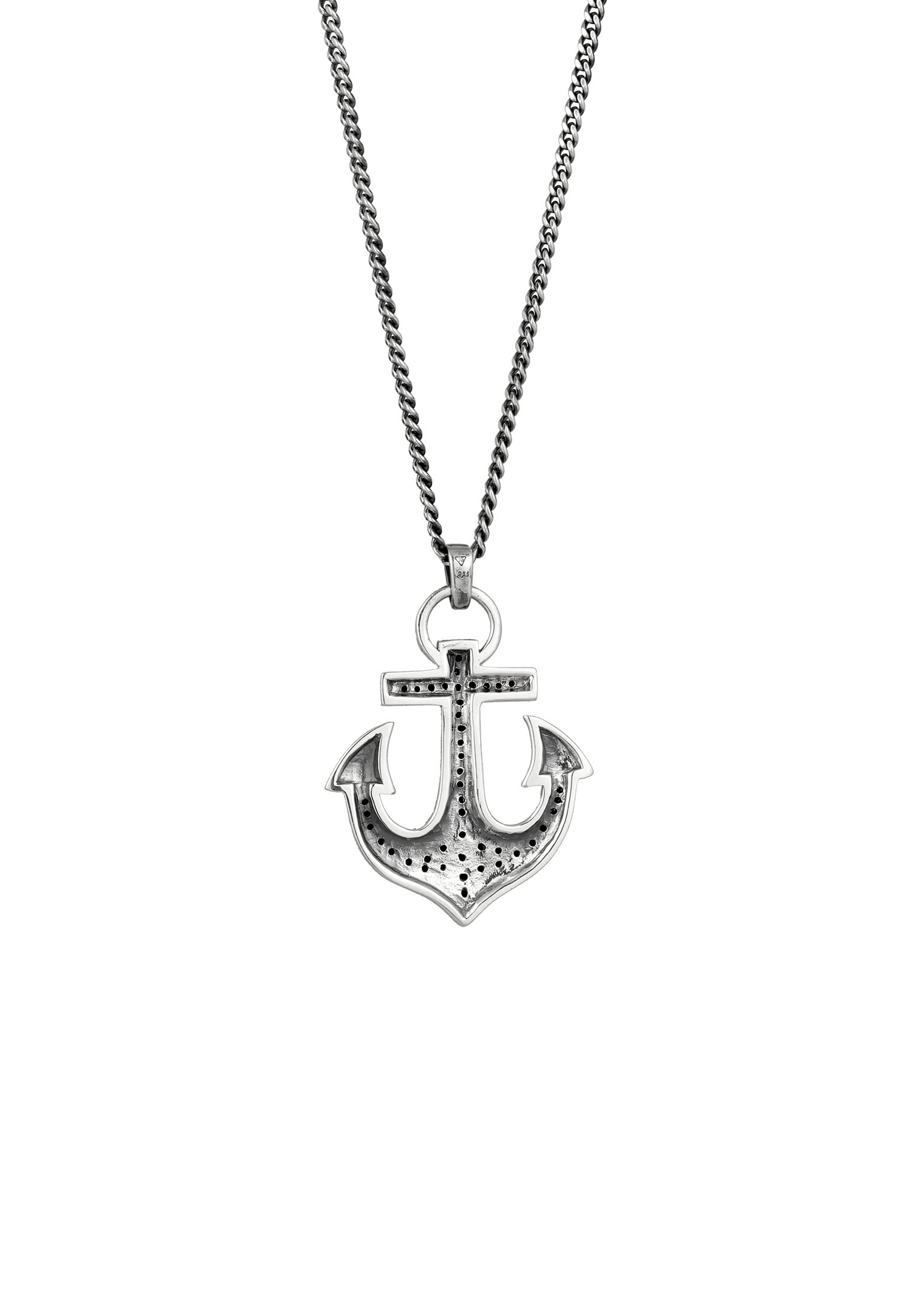Kuzzoi Lange Kette »Halskette Anker Zirkonia Weiß 925 Sterling Silber«