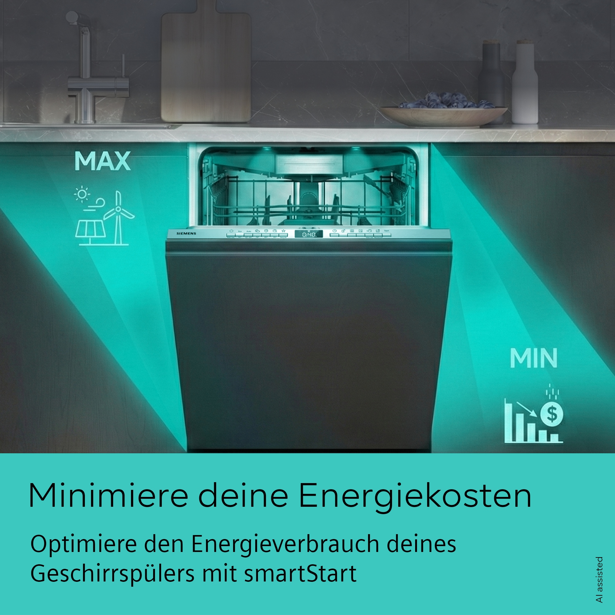 SIEMENS vollintegrierbarer Geschirrspüler iQ300 »SN63EX10TE« 13 tlg. Maßgedecke Energiesparlösungen mit smartStart und hohe Flexibität beim Beladen