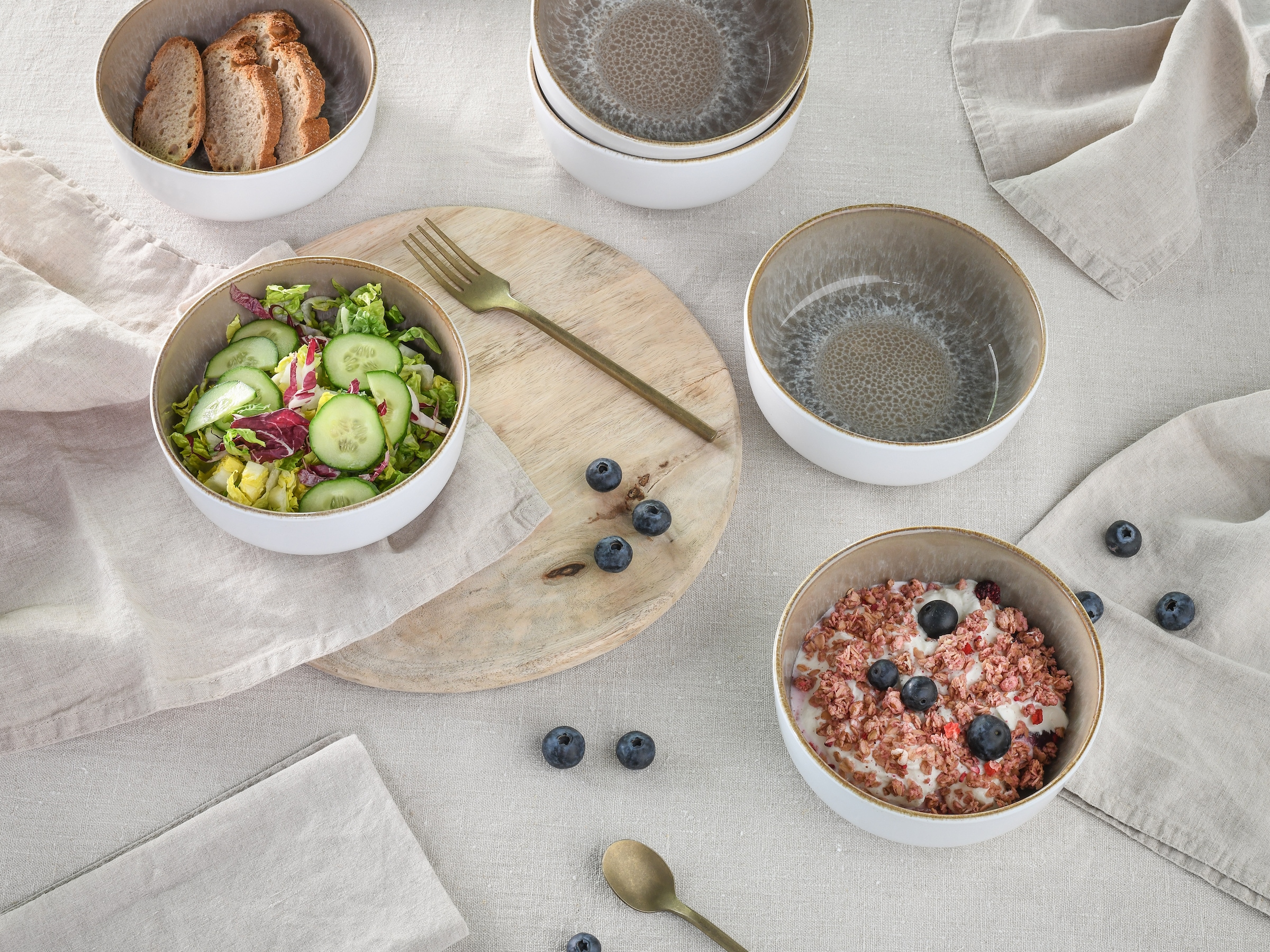OTTO home Müslischale »modernes Schüssel-Set Novalee, Geschirr-Set, Bowl« 6 Stk. aus Steinzeug hohe Haltbarkeit, spülmaschinen- & mikrowellengeeignet, Reaktivglasur