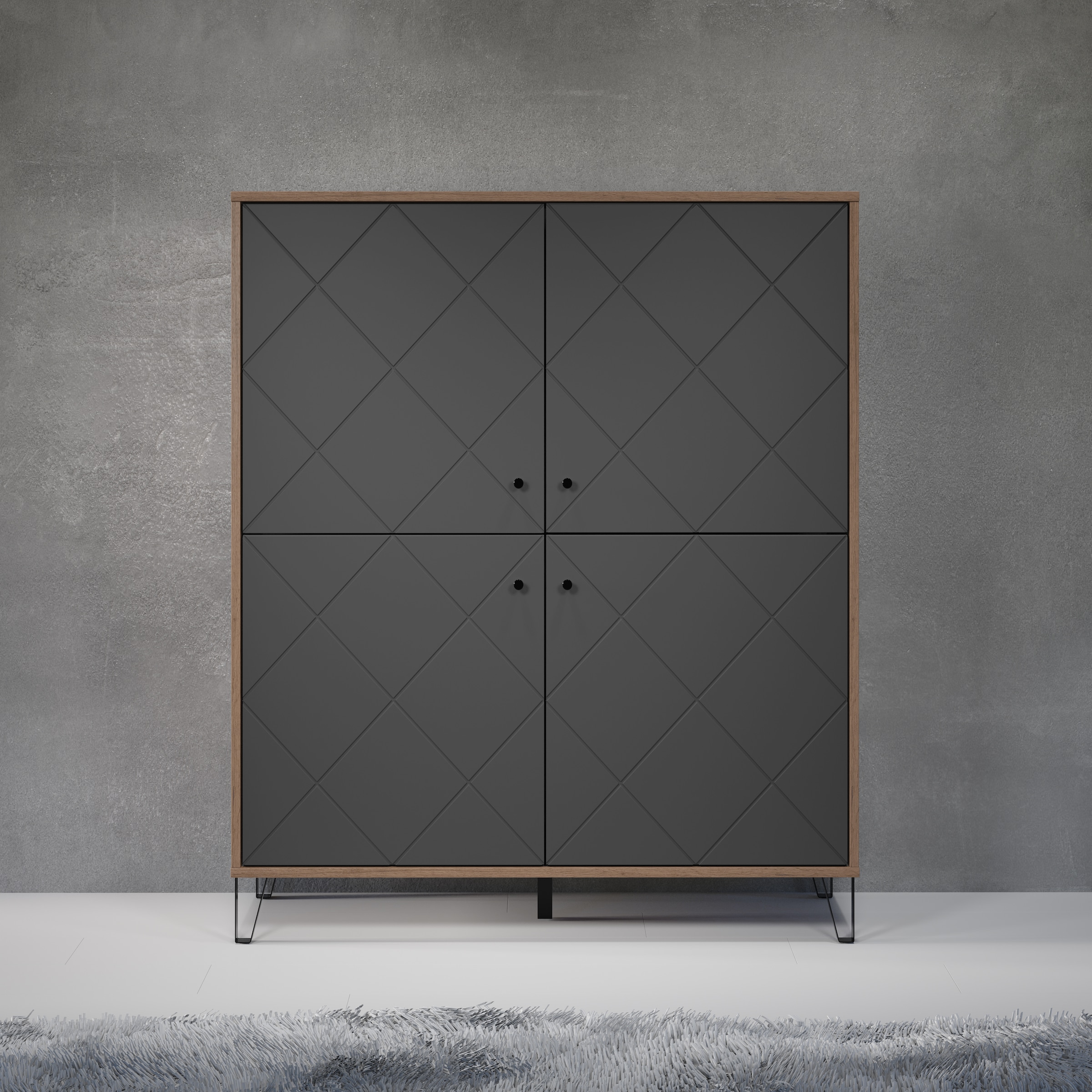 Highboard »Molveno«, (1 St.), außergewöhnliches Design mit strukturierten Fronten,...