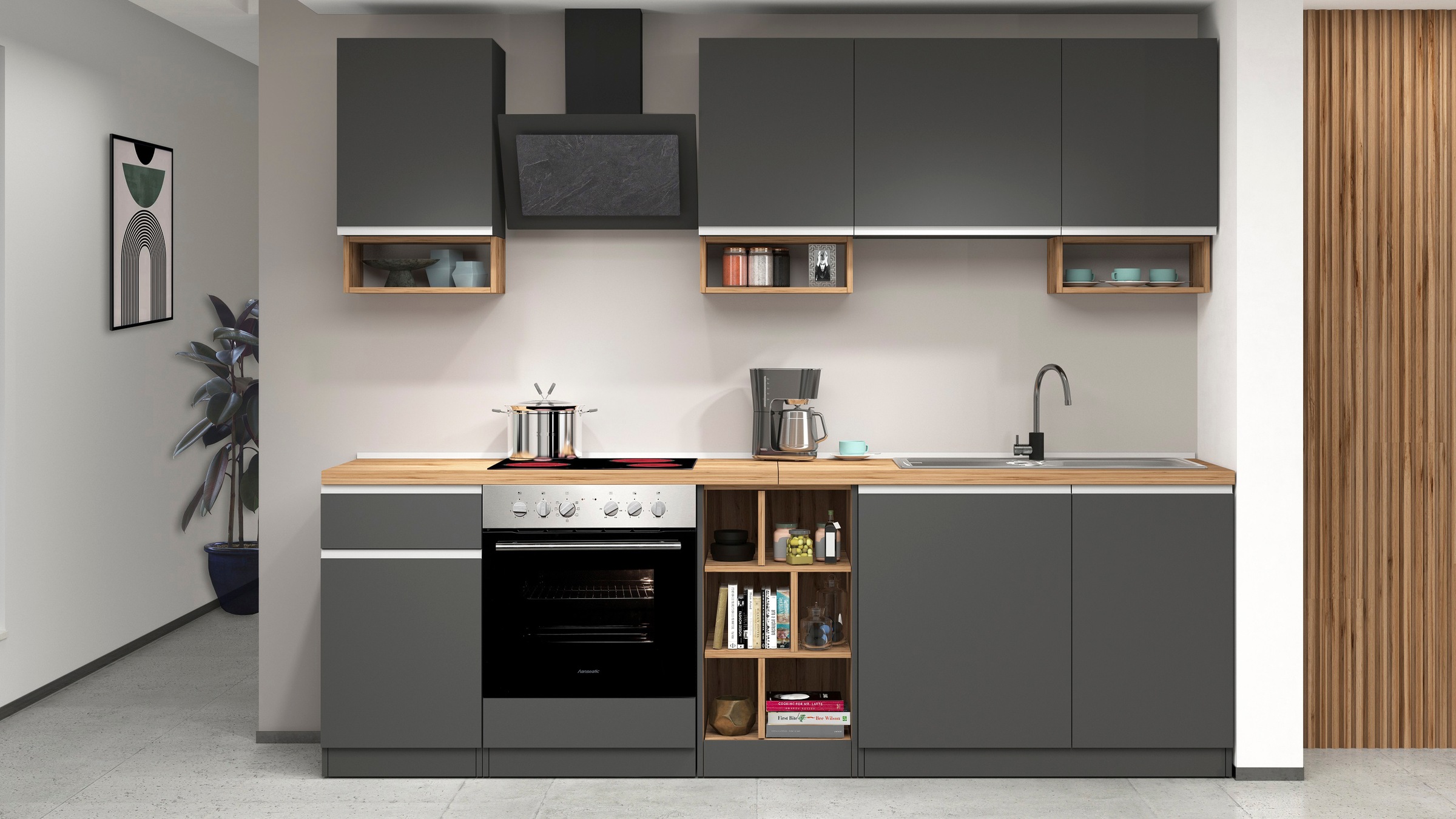 KOCHSTATION Küchenzeile »KS-Sole«, Breite 256 cm, mit Geschirr-Abtropfschrank, ohne E-Geräte