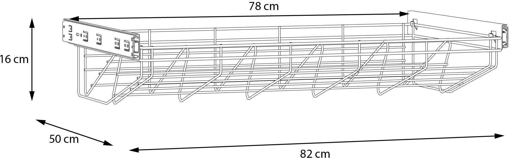 FORTE Schublade Ablage, platzsparend, einfache Montage, Metall