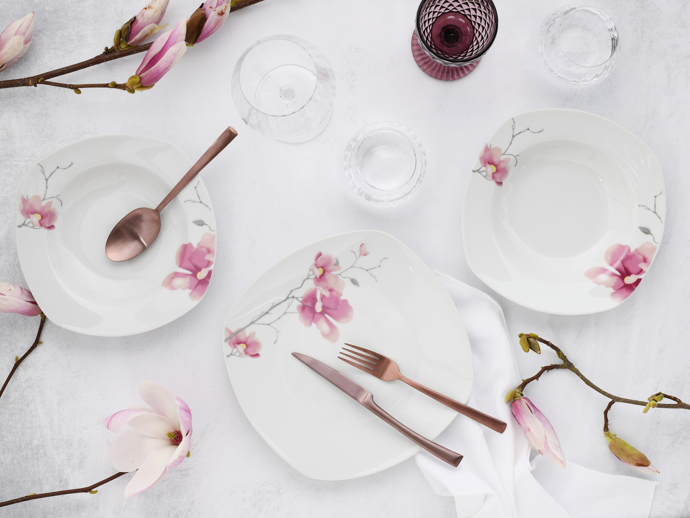 CreaTable Tafelservice »Amelie Aiko, Tafel-Service 12-tlg« Blumendekor