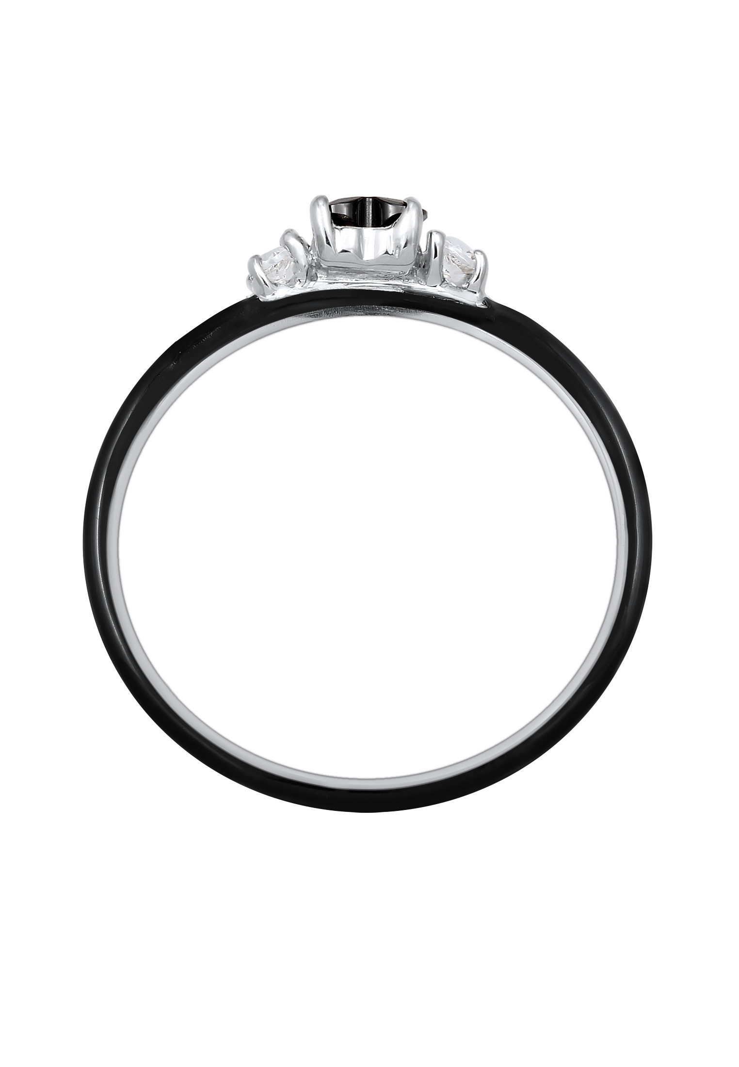 Elli Silberring »Ring Herz Zirkonia Schwarz Emaille 925 Sterling Silber«