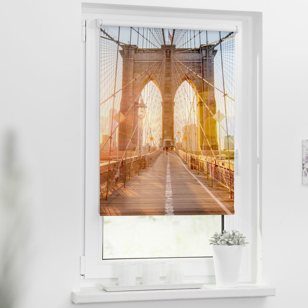 LICHTBLICK ORIGINAL Seitenzugrollo »Klemmfix Motiv Brooklyn Bridge«, Lichtschutz, ohne Bohren, freihängend