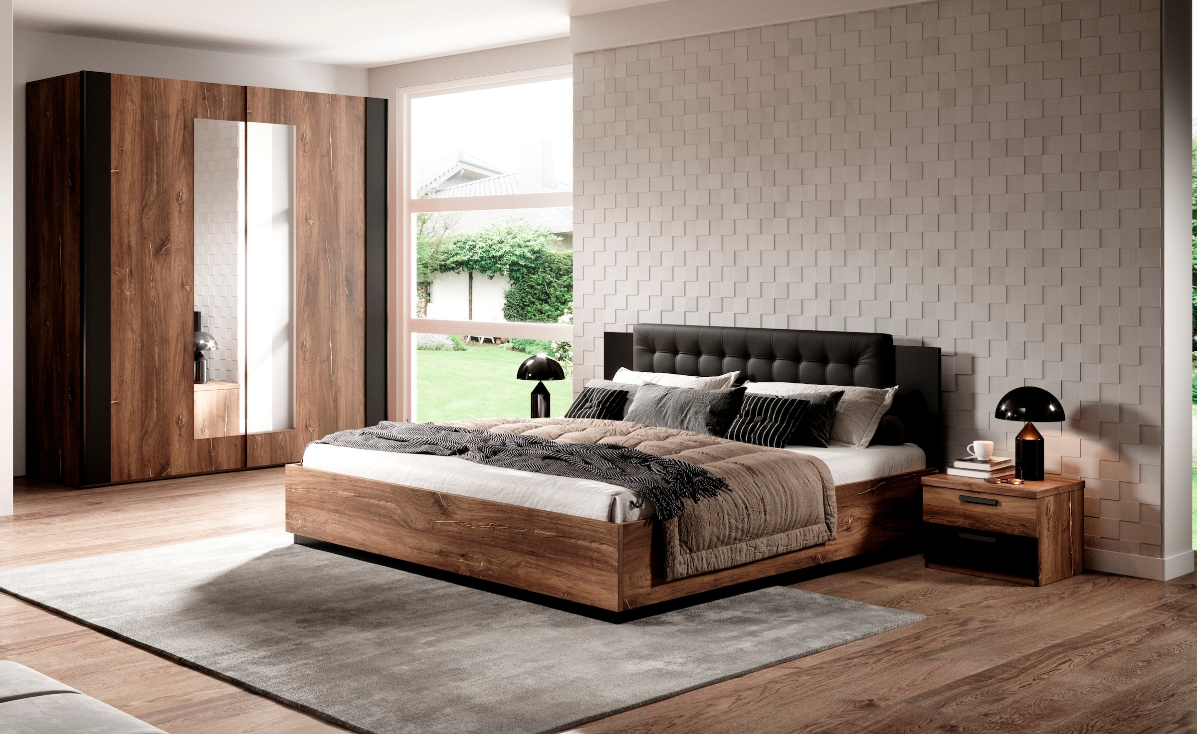 INOSIGN Schlafzimmer-Set »Sigma, Set 4 -St(Kleiderschrank, 2xNako, Bett 180), Made in Europe«, Komplettschlafzimmer, viel Stauraum, trendige Farben