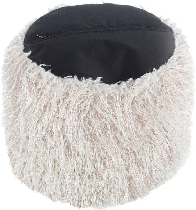 Kayoom Pouf »Fellpouf Bobtail 125, Fellhocker in zweifarbigem Design«, (1 St.), modern, dekorativ, kindersicherer Reißverschluss an der Unterseite