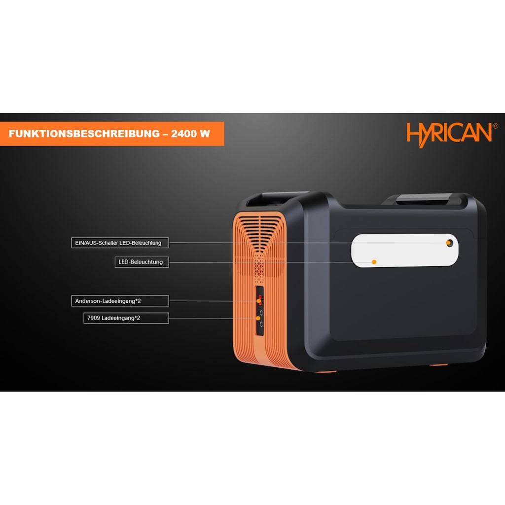 Hyrican Powerstation »UPP-2400, 2400 Watt, 2232 Wh, LiFePO4, tragbarer Akku/Batterie«, 697500 mAh