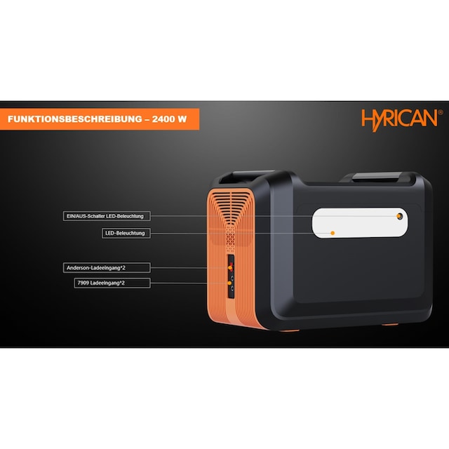 Hyrican Powerstation »UPP-2400 Kit 2400Watt, 2232 Wh, LiFePO4, tragbarer  Akku/Batterie«, 697500 mAh, mobiles Ladezentrum für Not-& Stromversorgung  online kaufen | mit 3 Jahren XXL Garantie