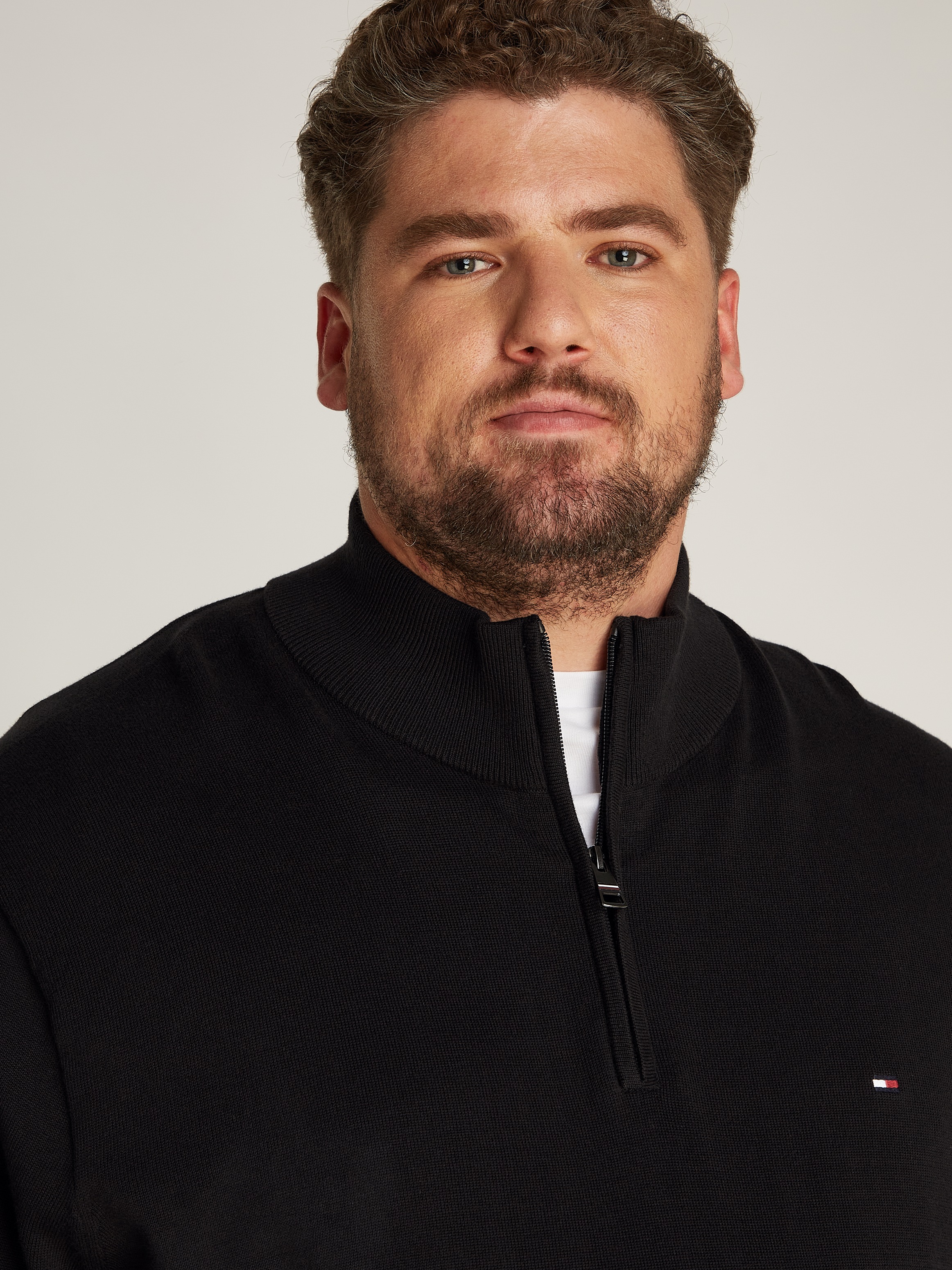 Tommy Hilfiger Big & Tall Stehkragenpullover »BT-ESSENTIAL COTTON ZIP MOCK-B«, Großen Größen