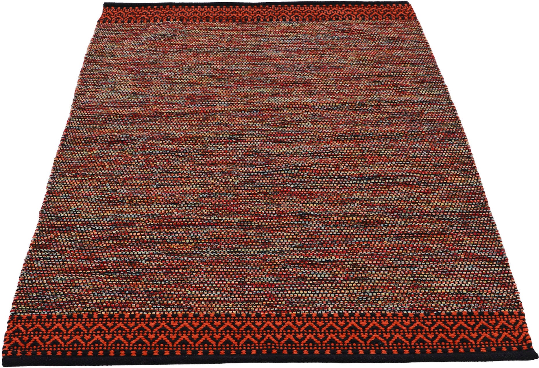carpetfine Teppich »Kelim Mia,  auch als Läufer erhältlich«, rechteckig, 6 mm Höhe, handgewebt, Baumwolle, Wendeteppich, Fleckerl, Bordüre, Wohnzimmer