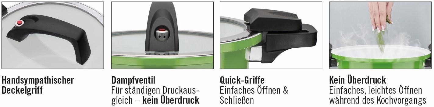 GSW Dampfgartopf »Ceramica green«, Aluminium, (1 tlg.), Dampfkochtopf, mehrfache Ceramic-Versielgung, Induktion