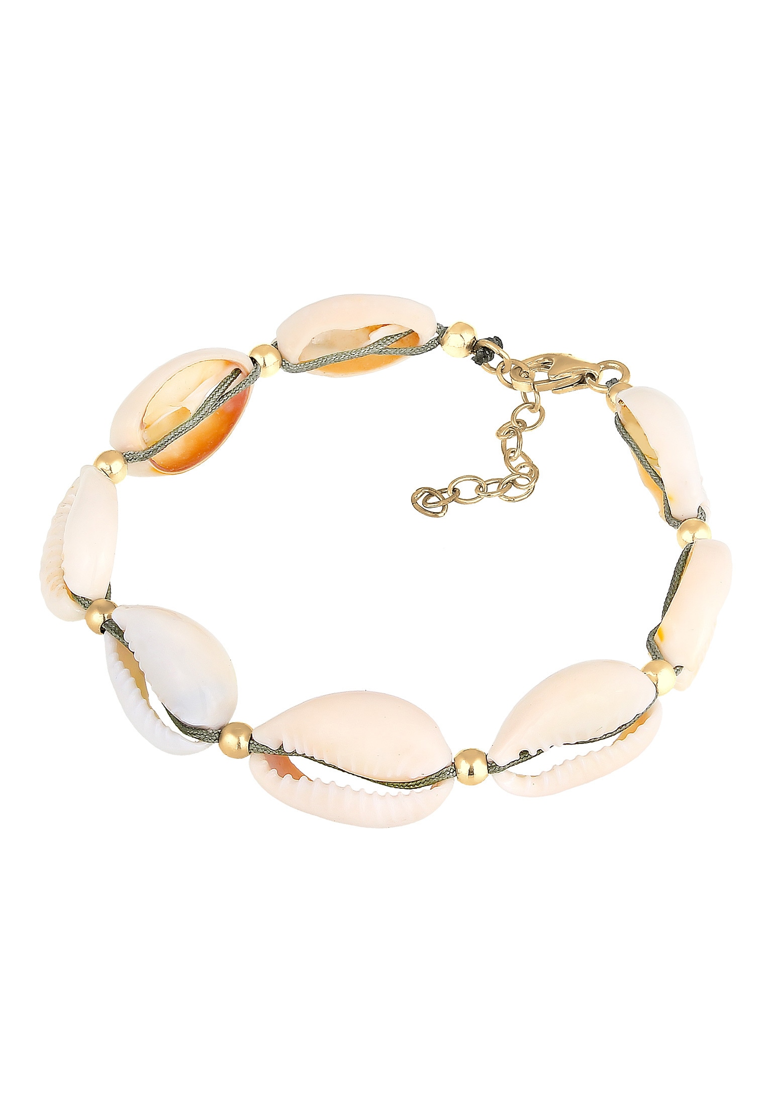 Elli Armkette »Armband Echte Kauri Muscheln Beach 925 Silber vergoldet«